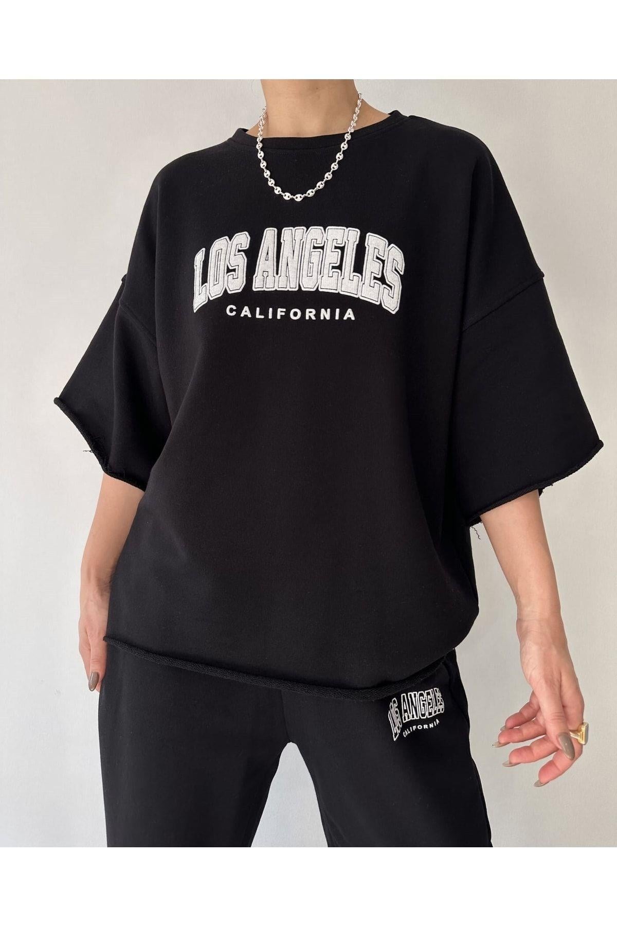 Los Angeles Siyah T-Shirt Eşofman Takım