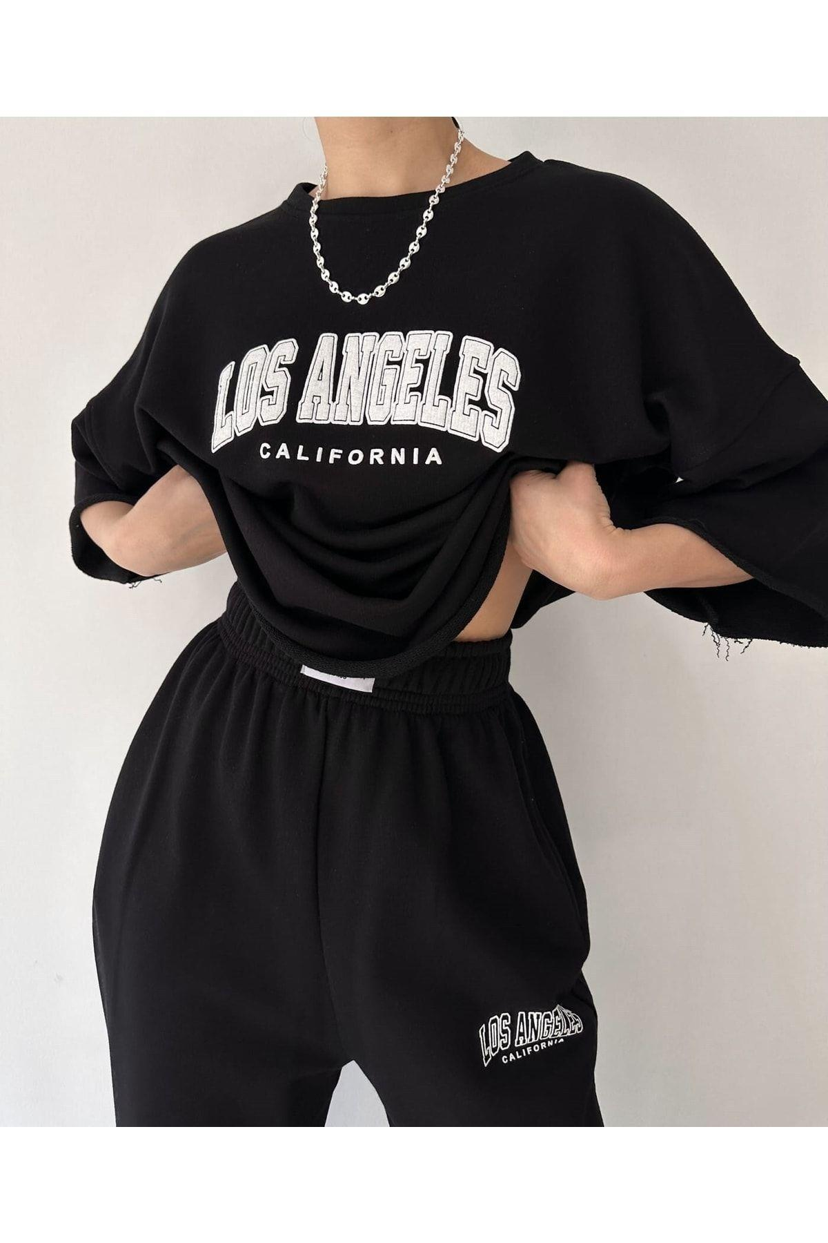 Los Angeles Siyah T-Shirt Eşofman Takım