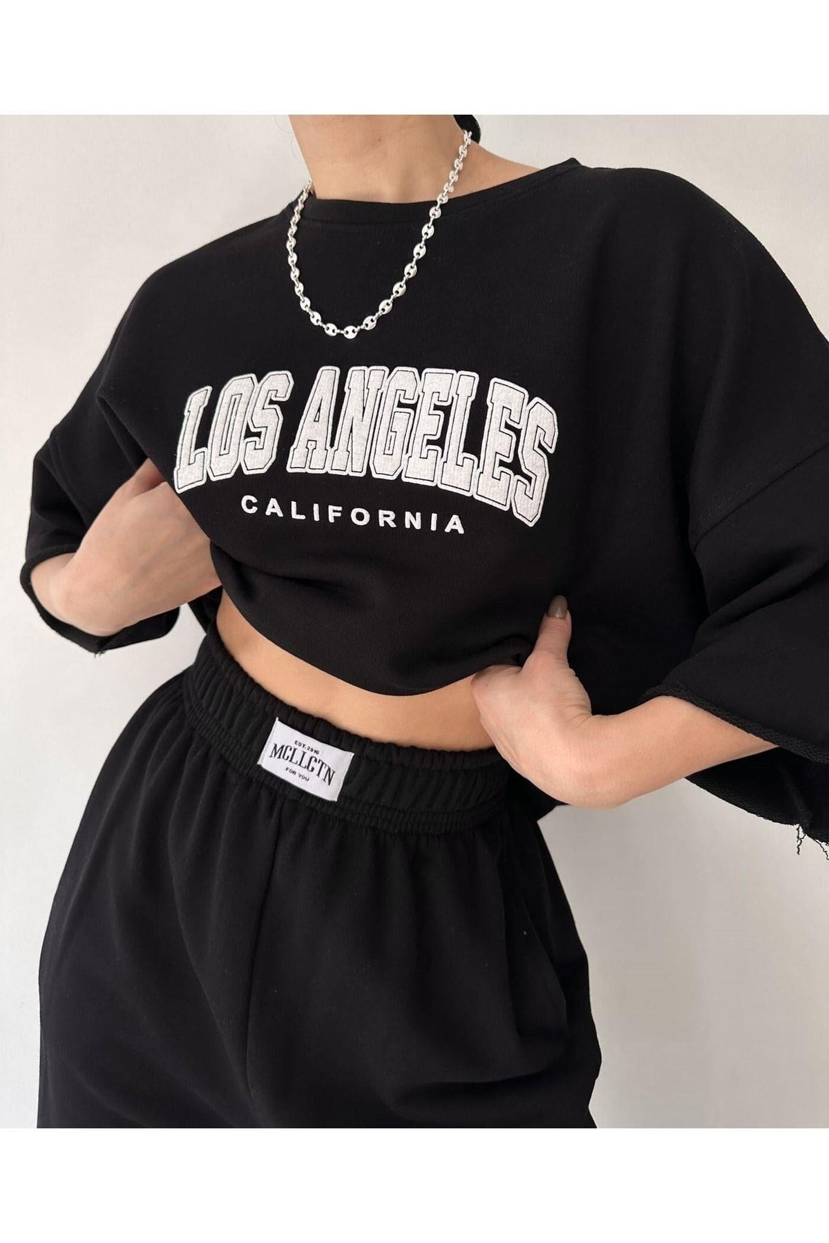 Los Angeles Siyah T-Shirt Eşofman Takım