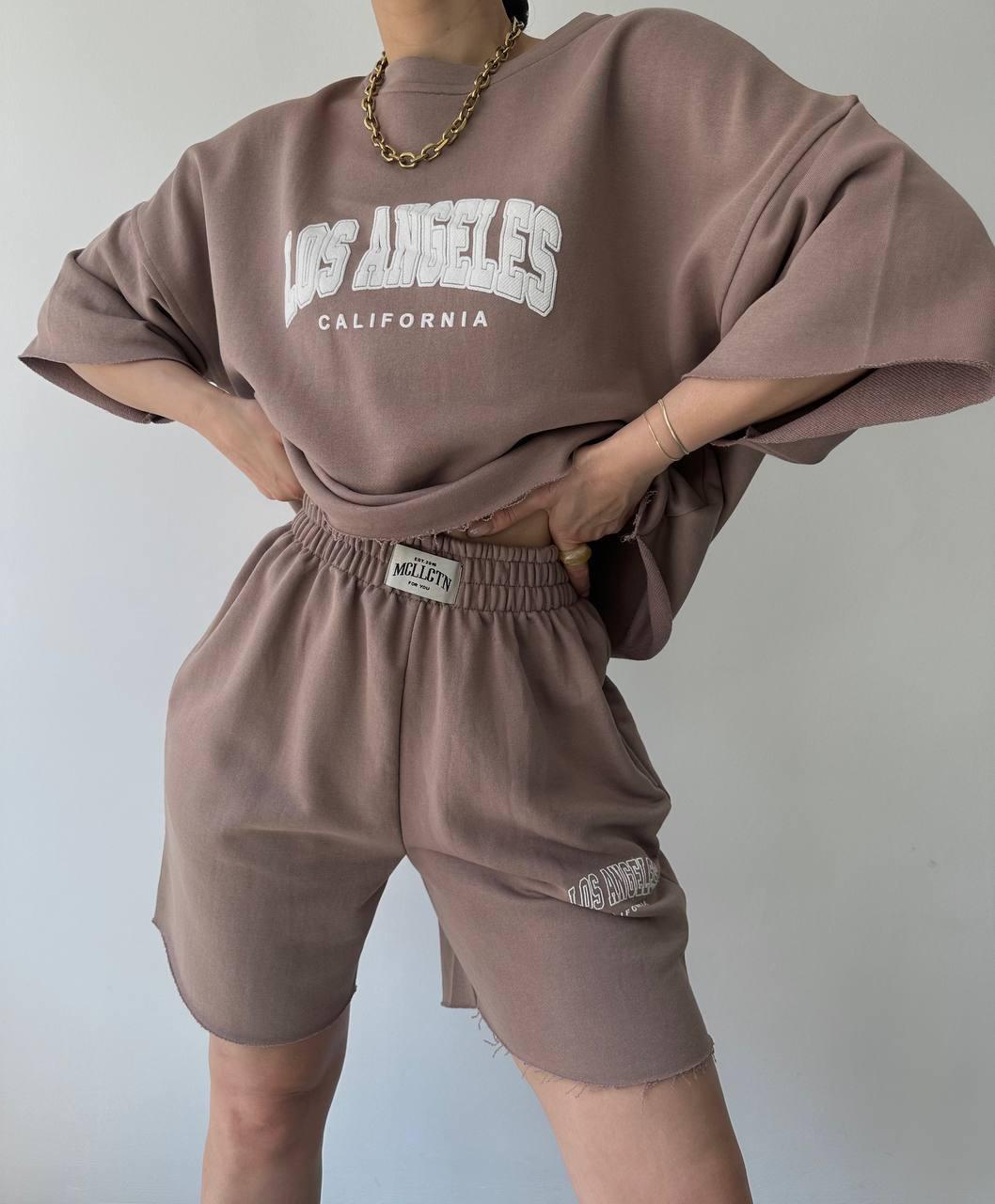 Los Angeles Şort-T-Shirt Takım - BOZ GRI