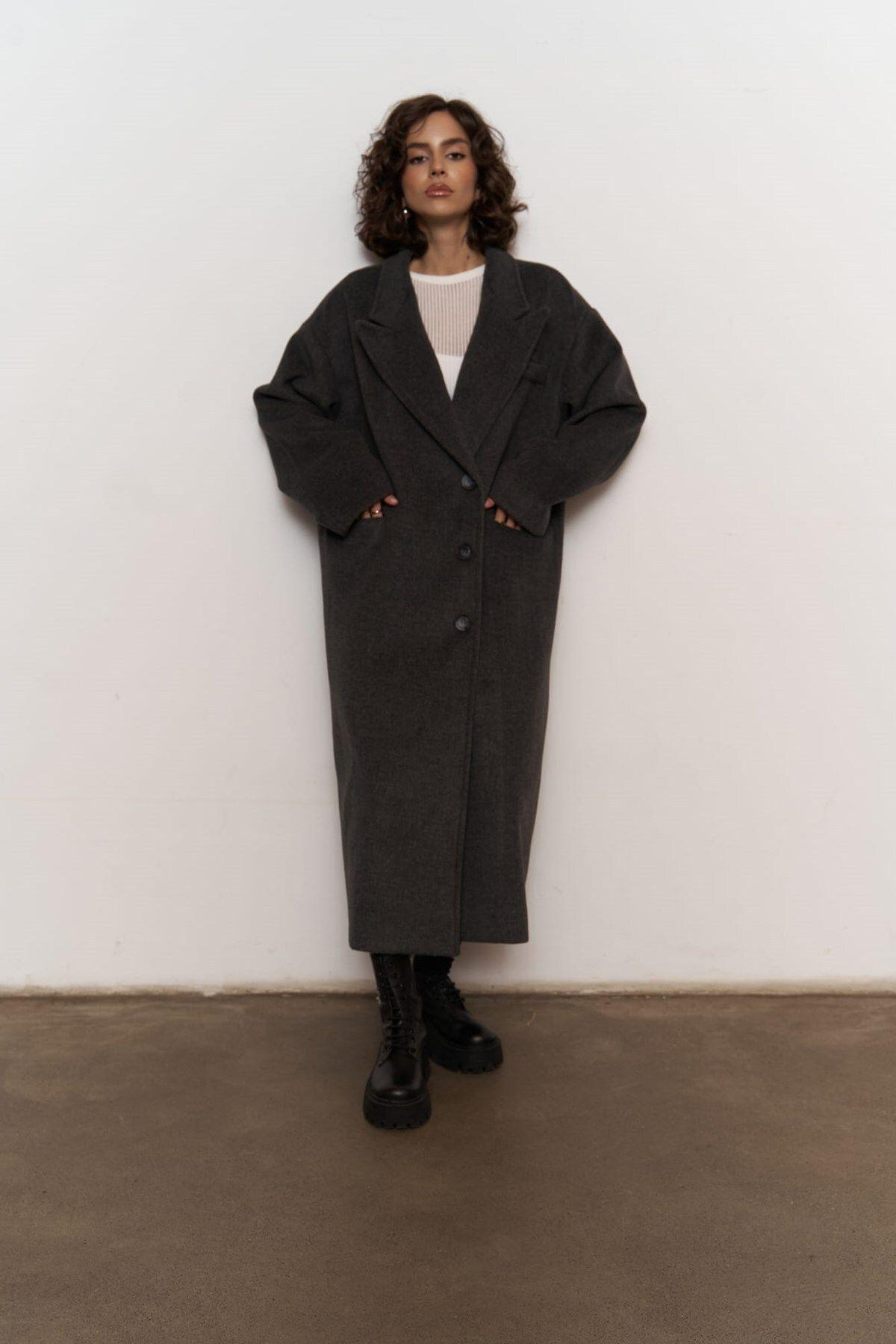 Mai Collection Lowen Anthracite Oversize Coat