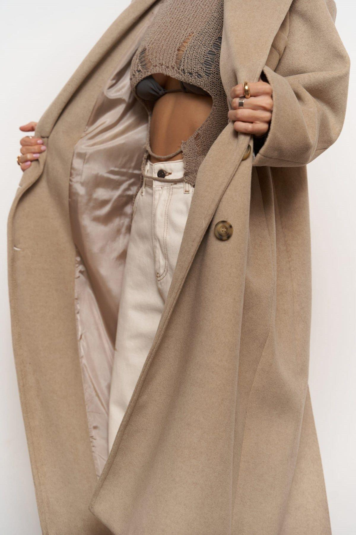 Mai Collection Lowen Light Brown Oversize Coat