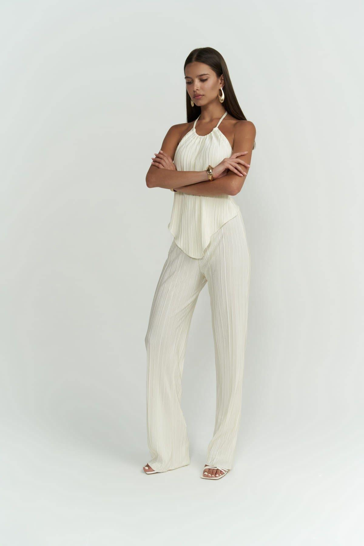 Lucia Ecru Blouse & Trousers Set
