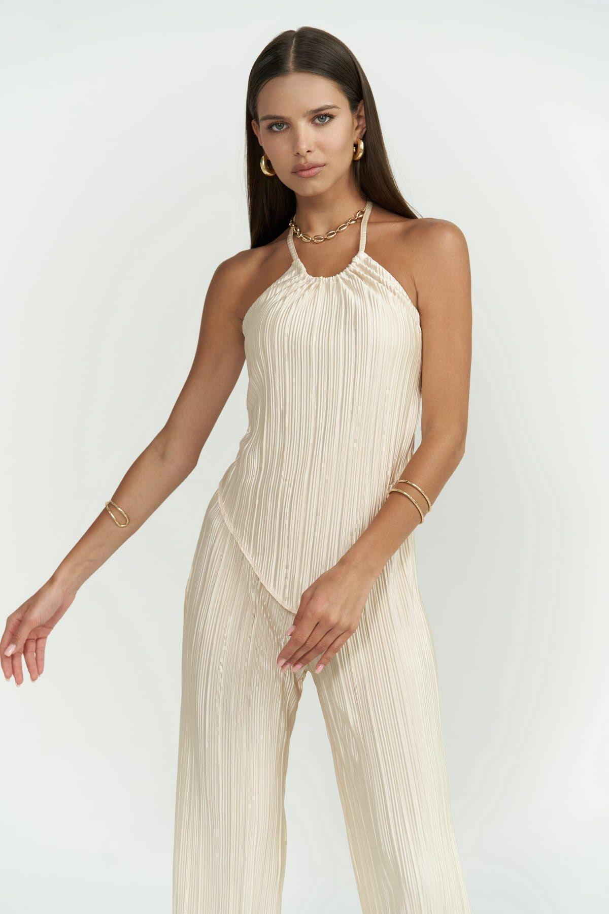 Lucia Powder Blouse & Trousers Set
