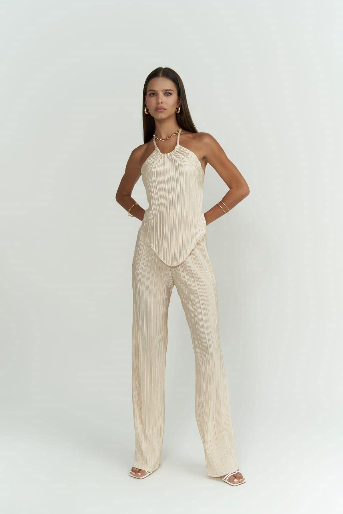 Lucia Powder Blouse & Trousers Set