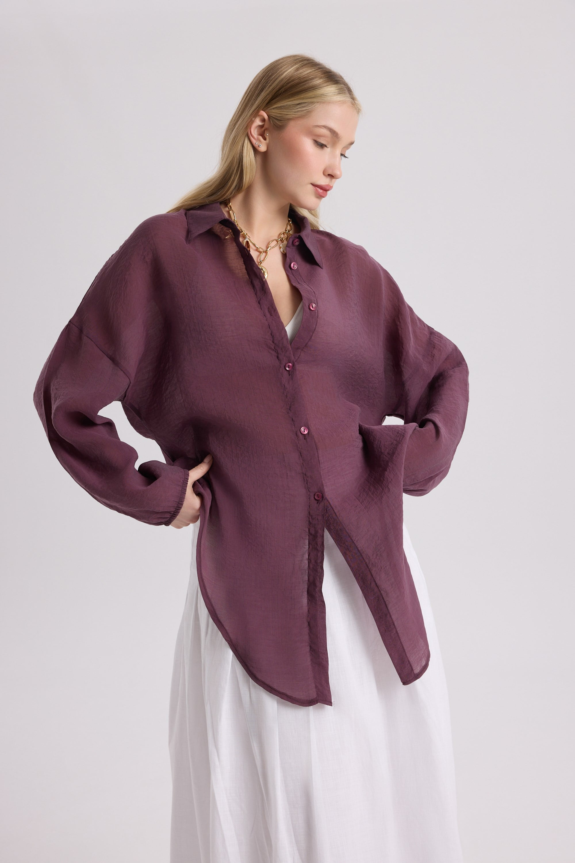 Lyra Oversized Burgundy Shirt