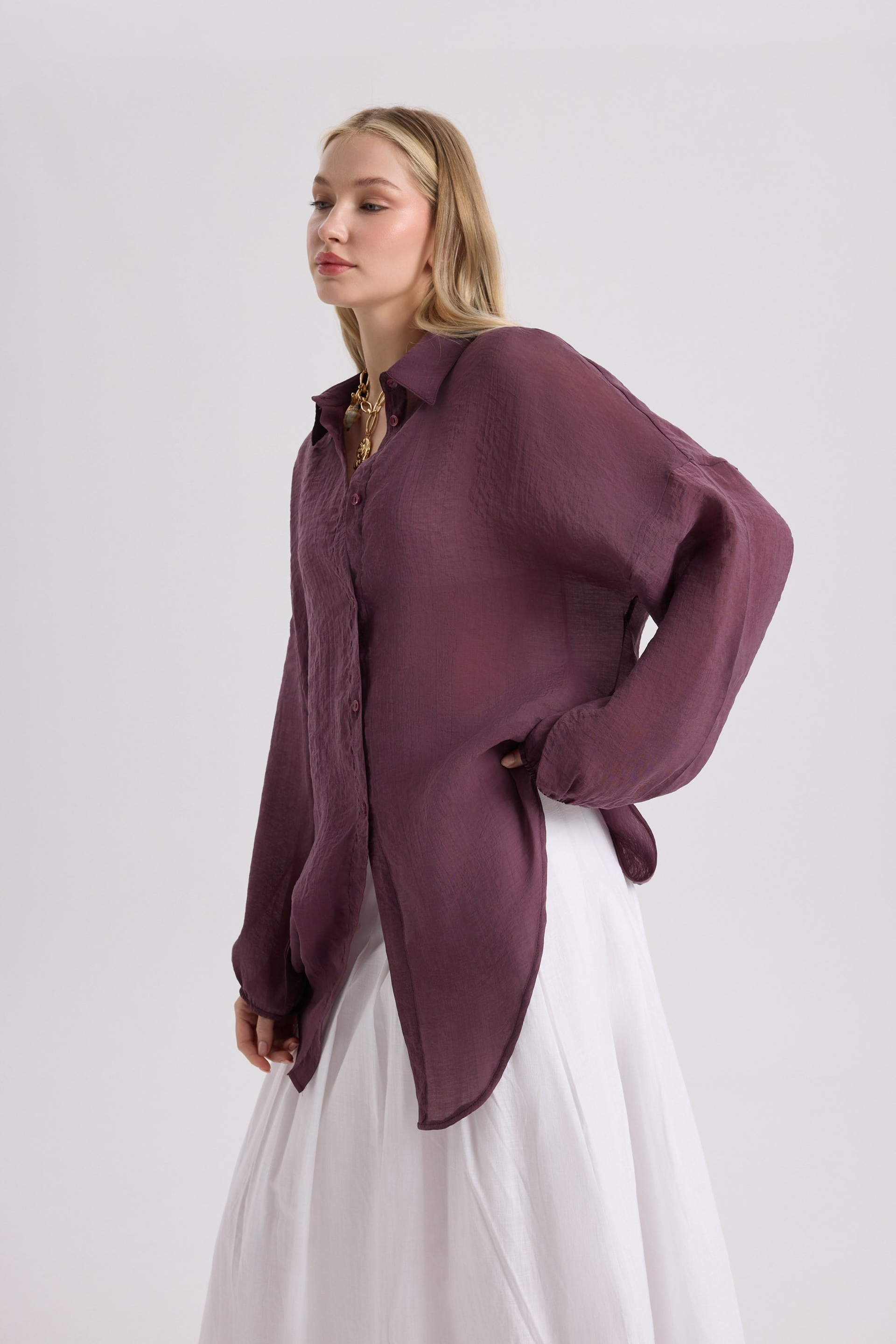 Lyra Oversized Burgundy Shirt