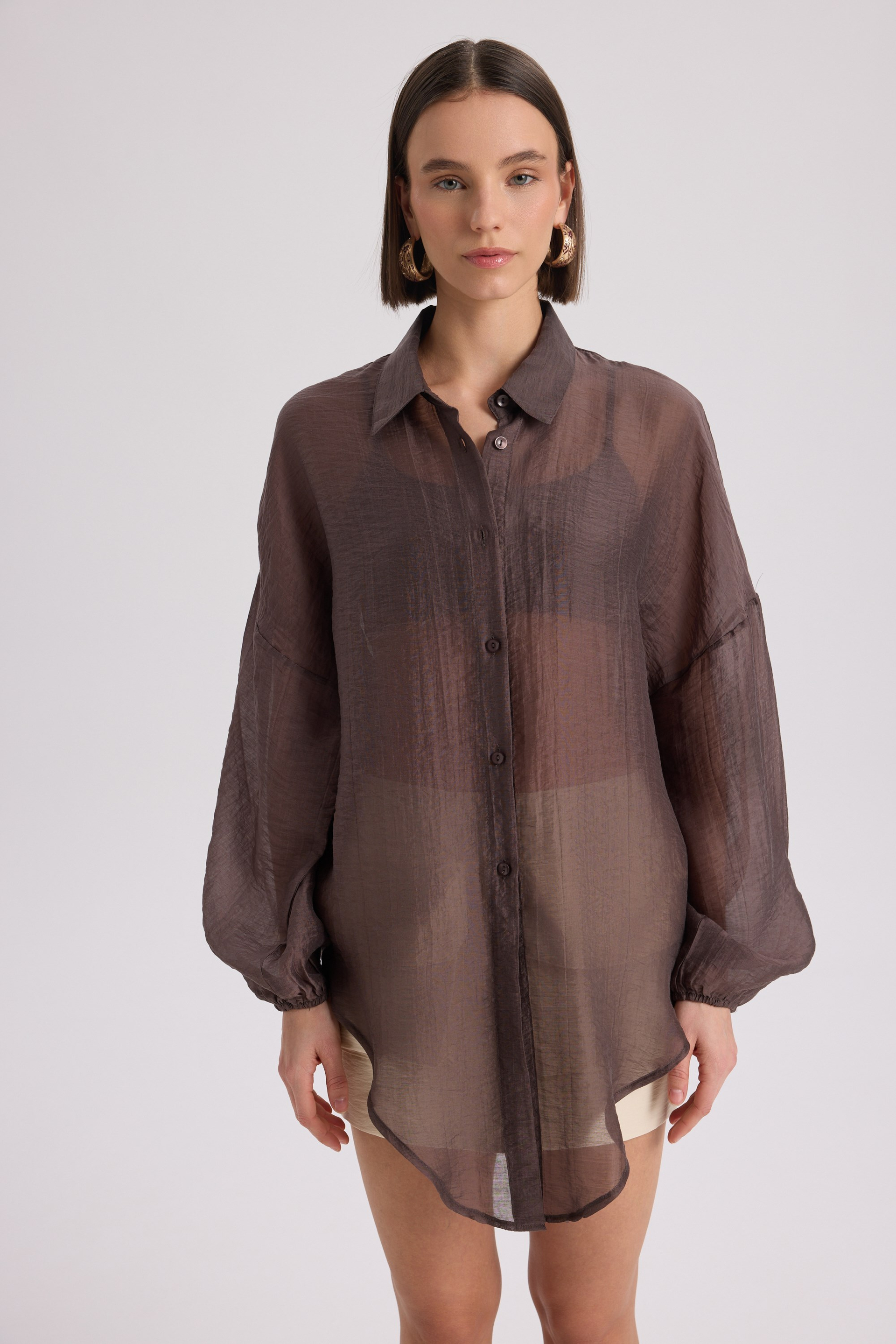 Lyra Oversized Brown Shirt