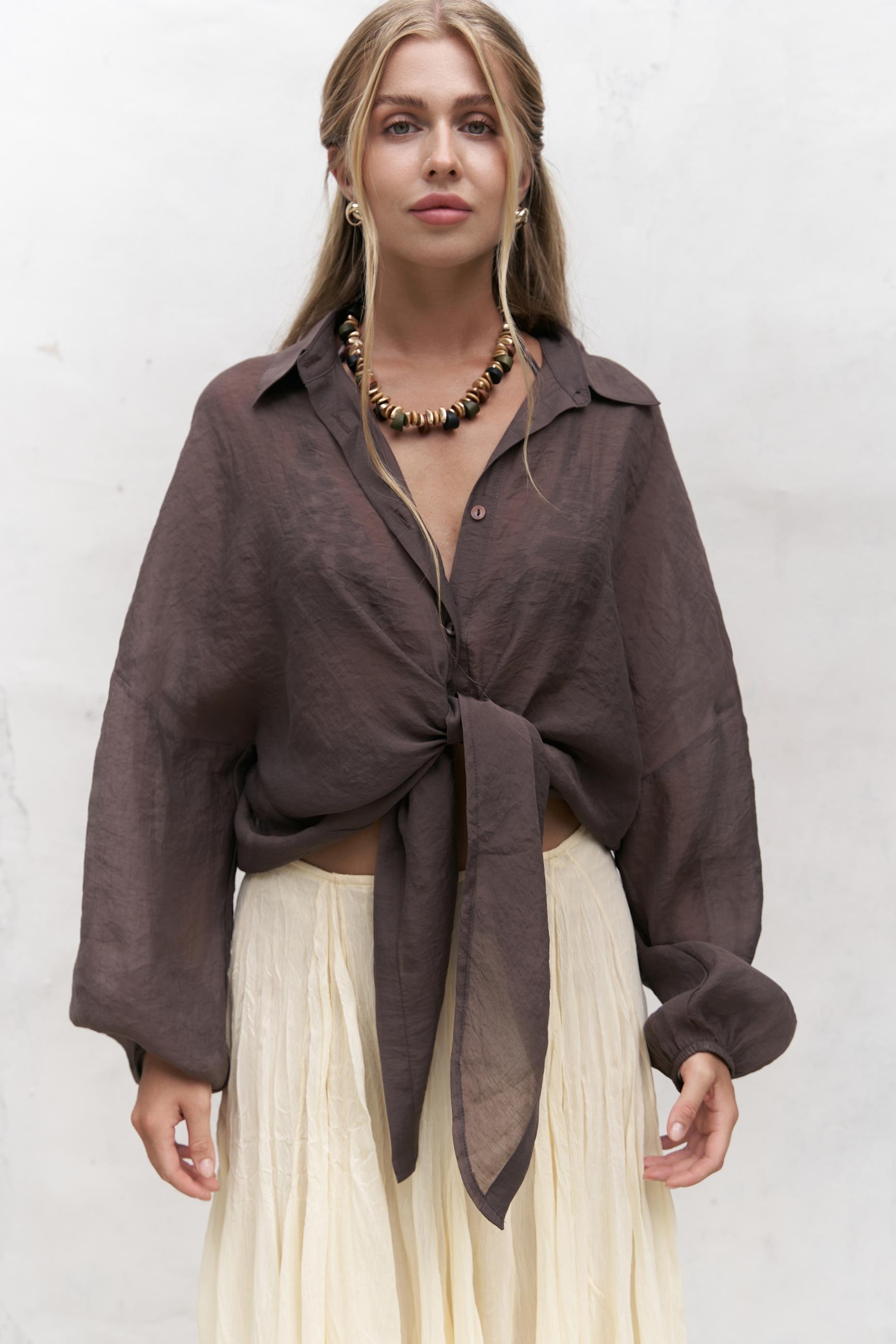 Lyra Oversize Kahve Gömlek