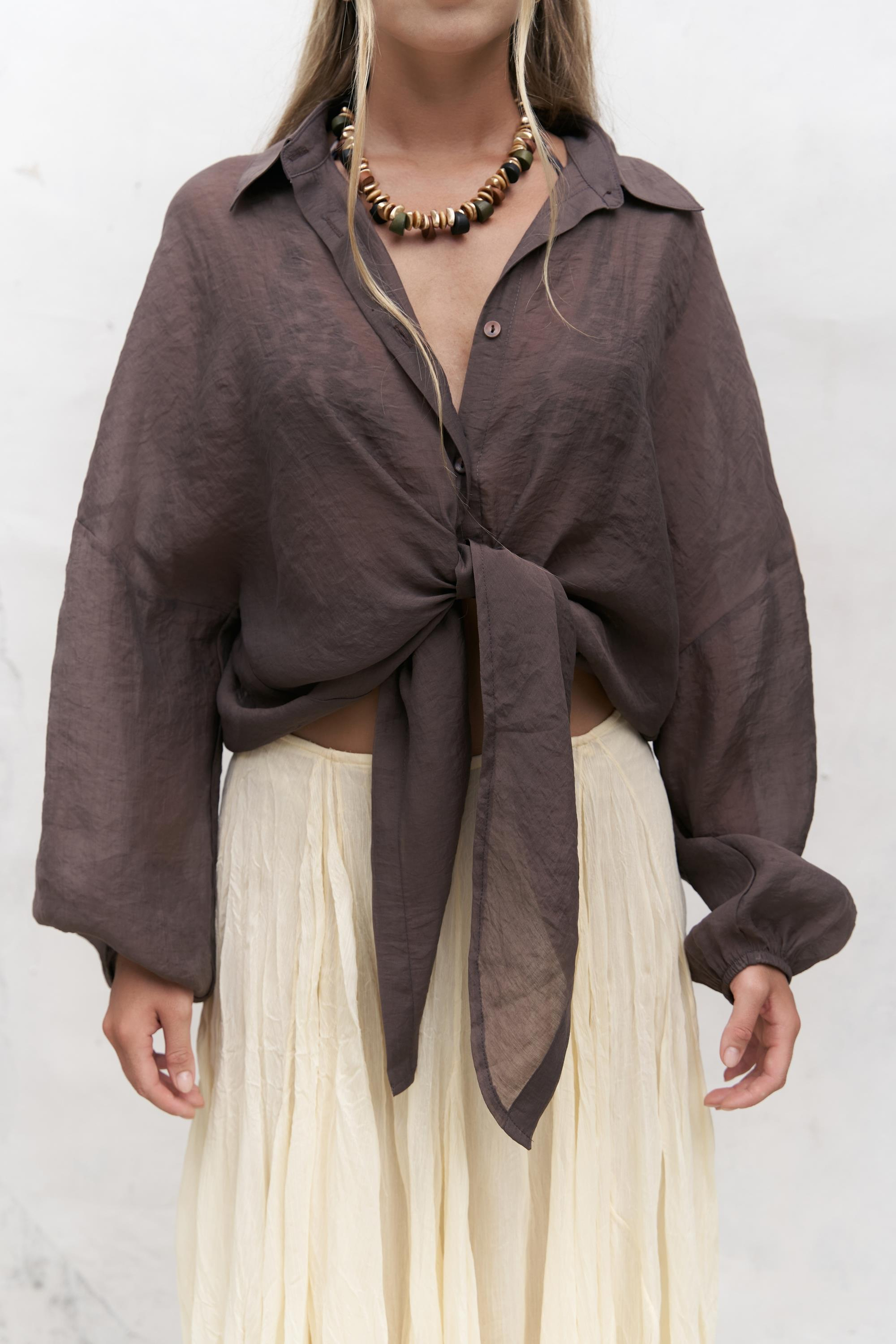 Lyra Oversize Kahve Gömlek