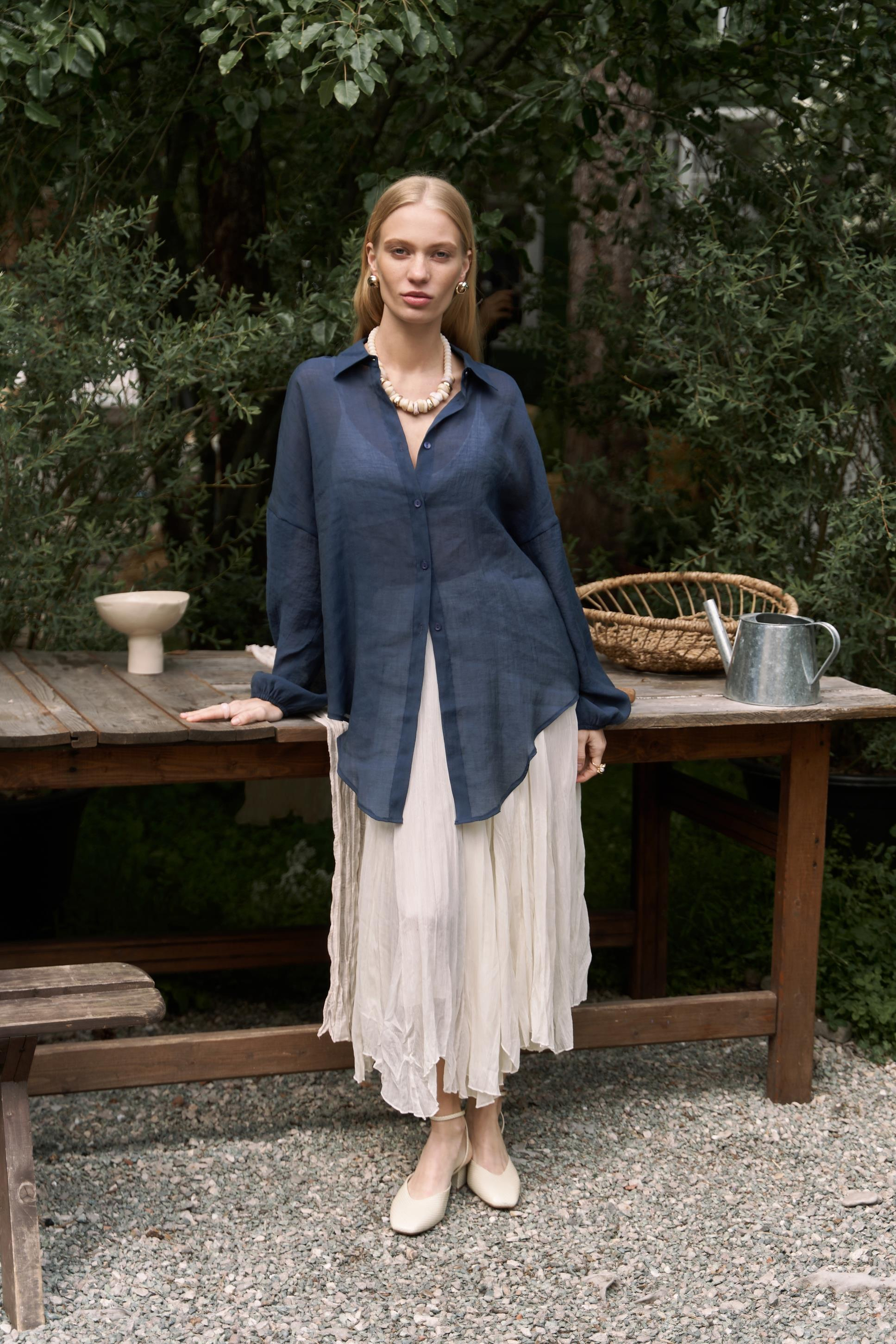 Lyra Oversize Lacivert Gömlek