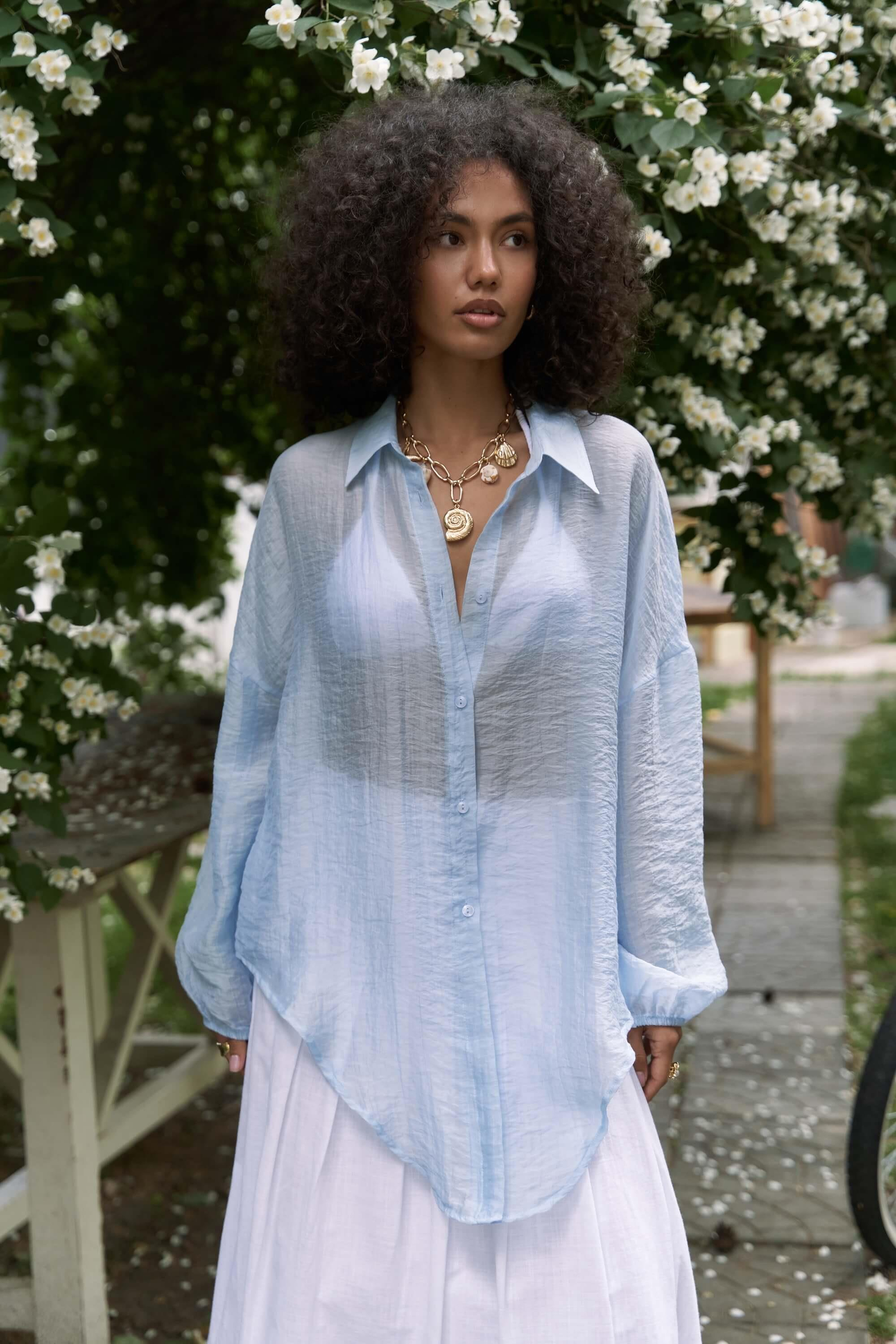 Lyra Oversize Mavi Gömlek