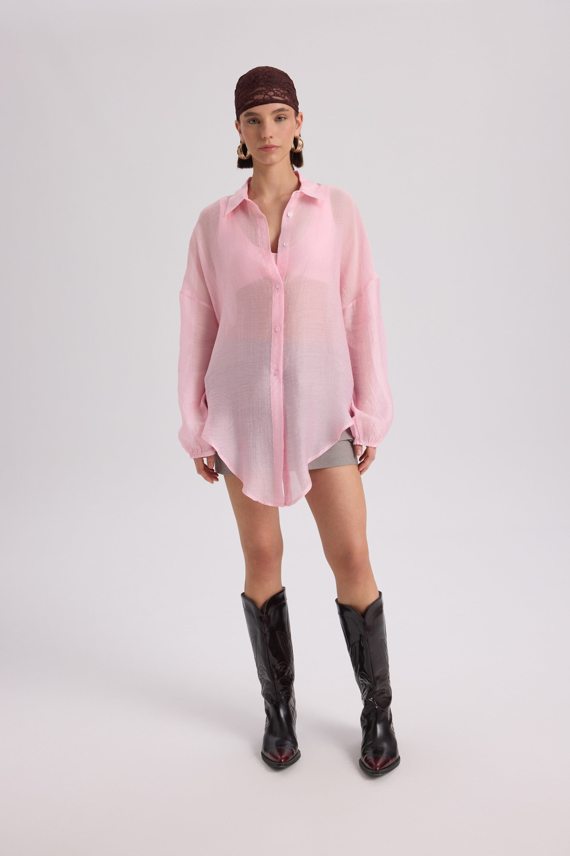 Lyra Oversize Pembe Gömlek