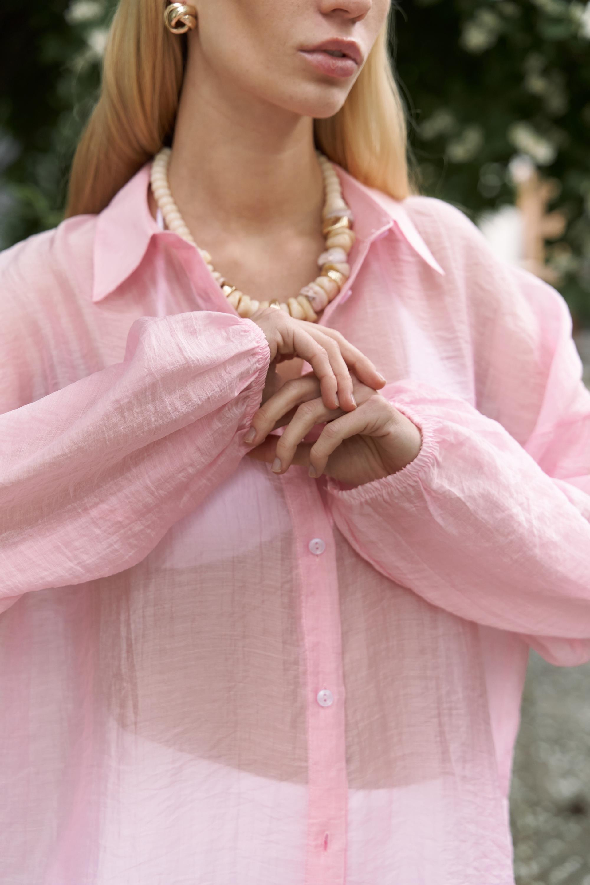 Lyra Oversize Pembe Gömlek