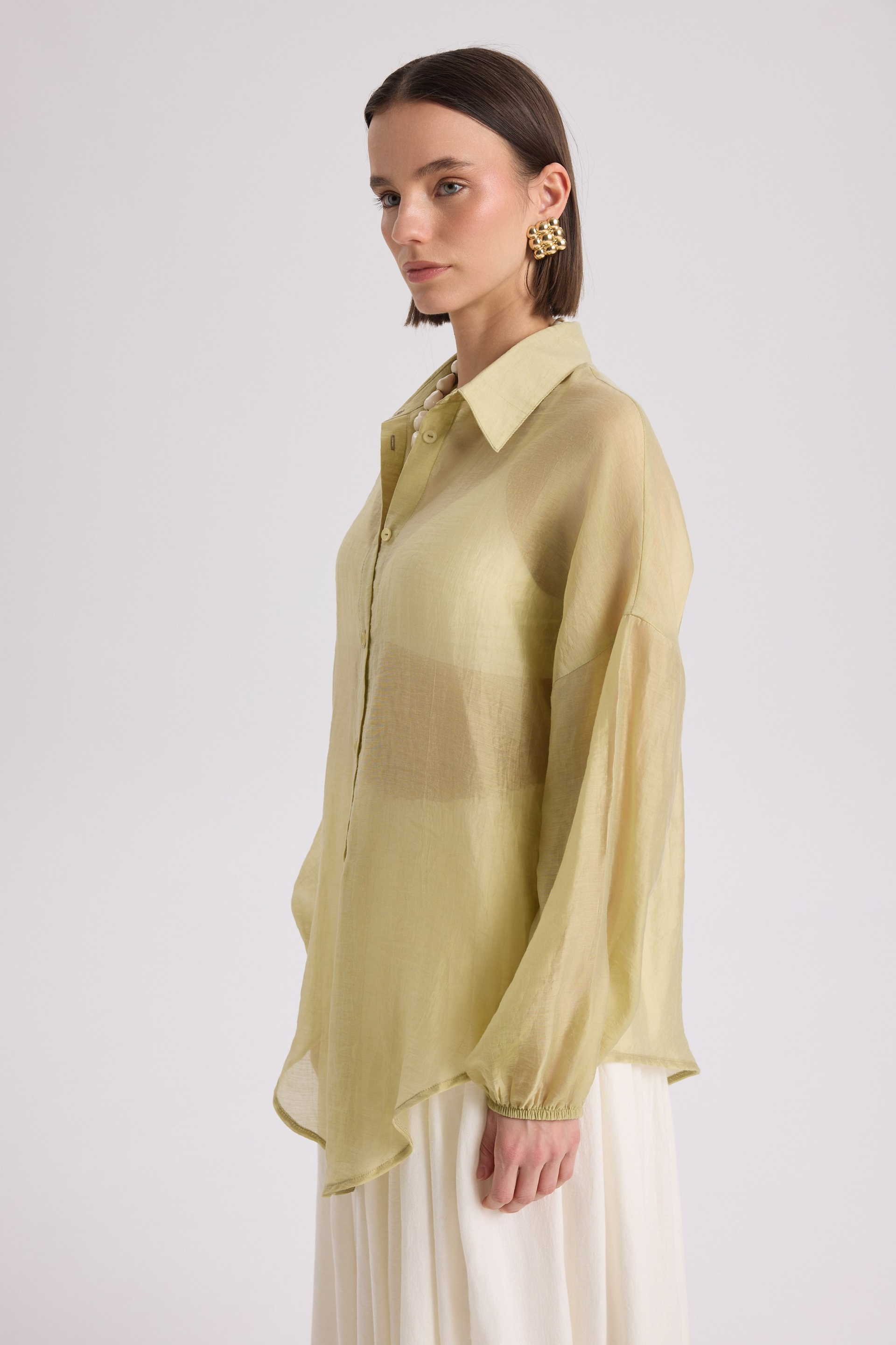 Lyra Oversize Yeşil Gömlek