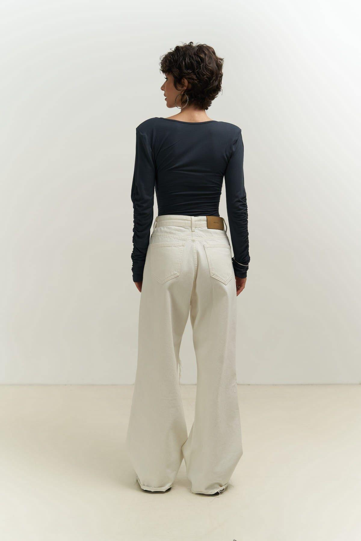 Magenta Padded Long Sleeve Anthracite Blouse