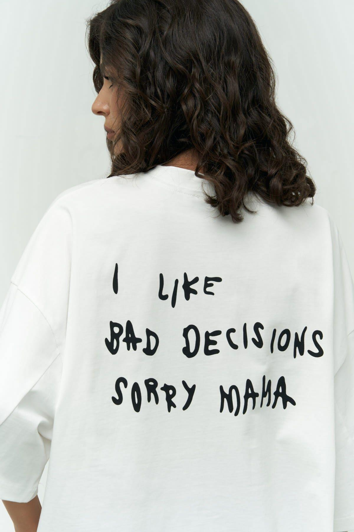 Mai Collection I Like Mama White Oversized T-Shirt