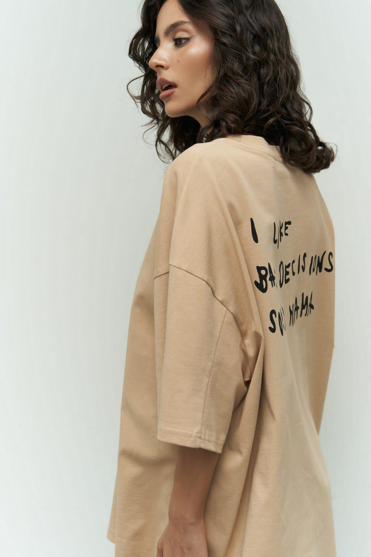 Mai Collection I Like Mama Vizon Oversize T-shirt