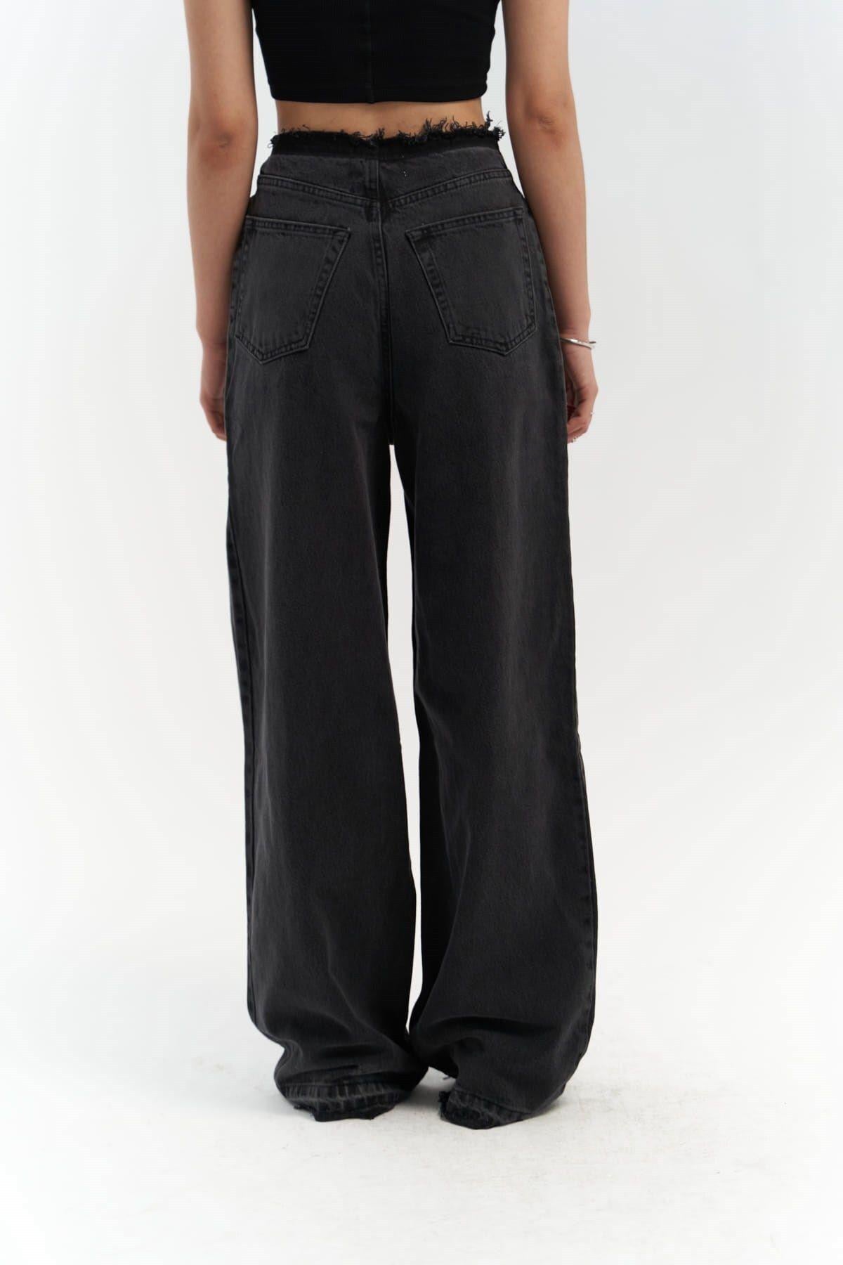 Mai Collection Leony Bel Detay Siyah Jeans