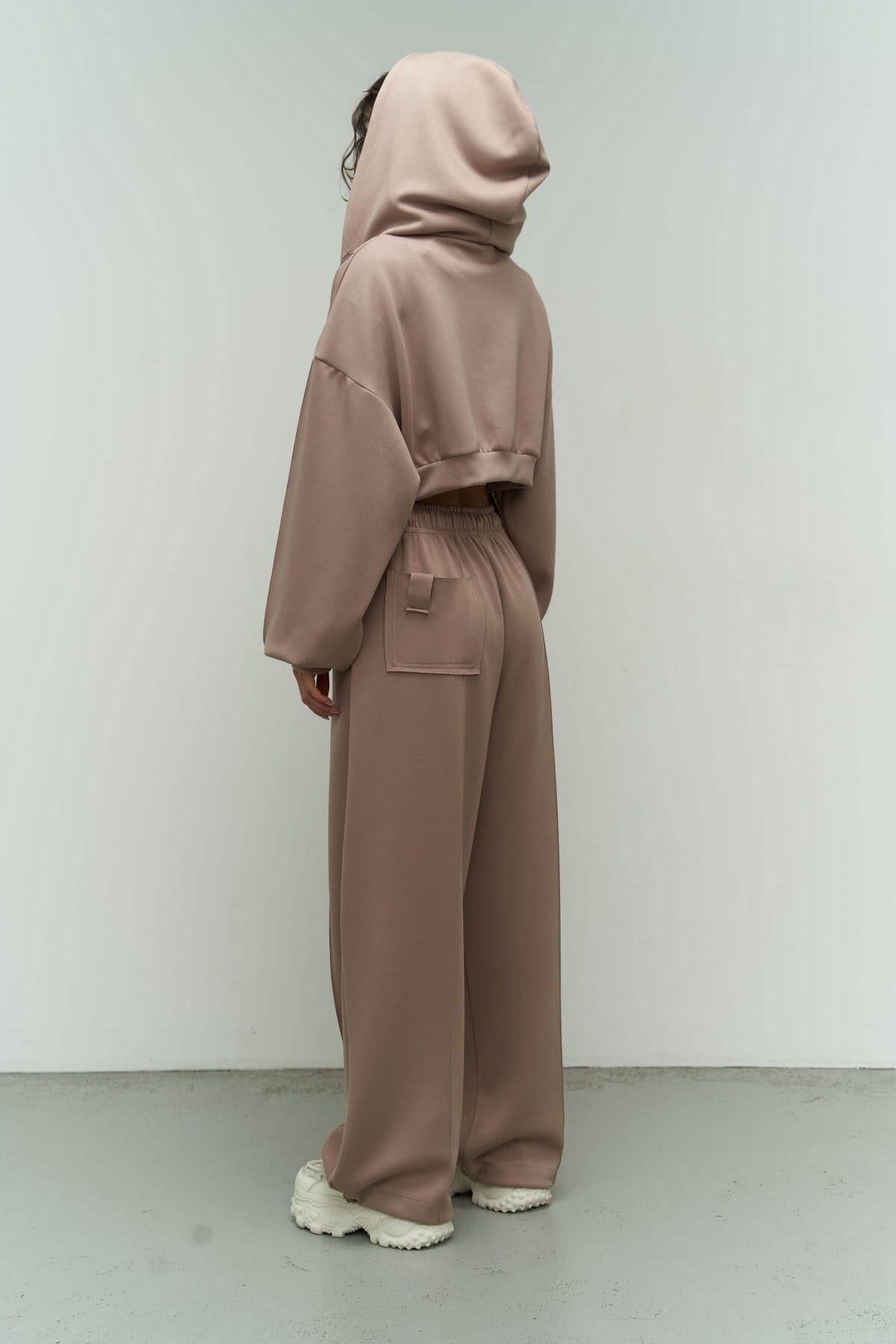 Moon Hooded Taupe Tracksuit Set