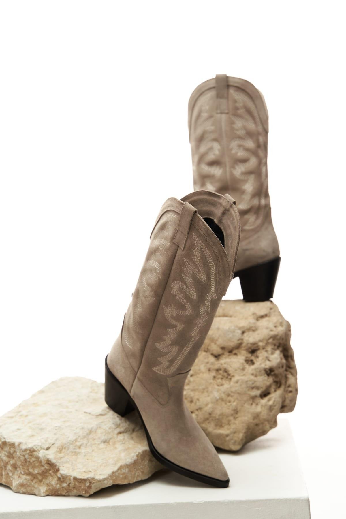 Mai Collection Noah Bej Süet Kovboy Çizme