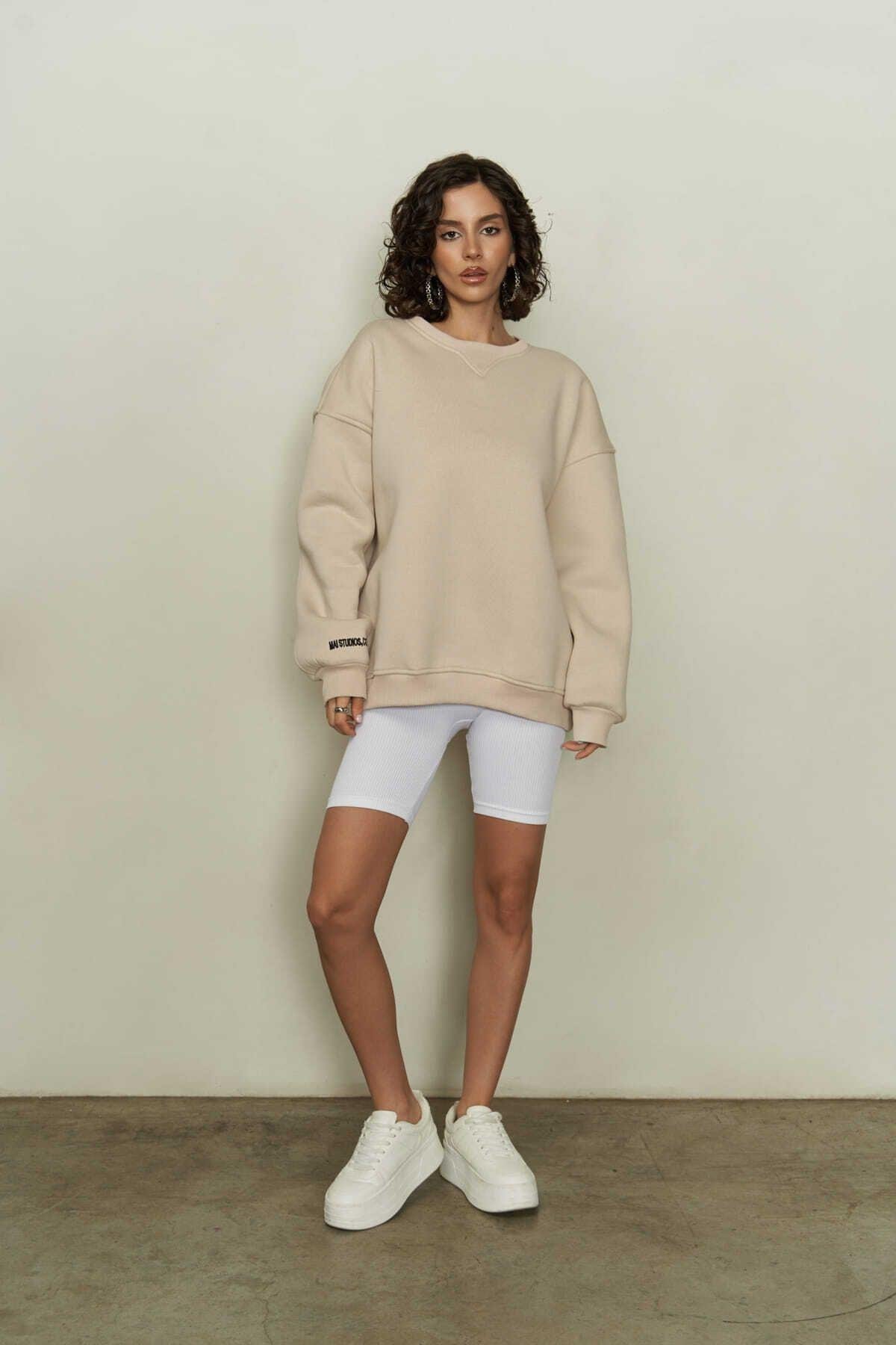 MCLLCTN Maico Beige Unisex Oversize Sweatshirt