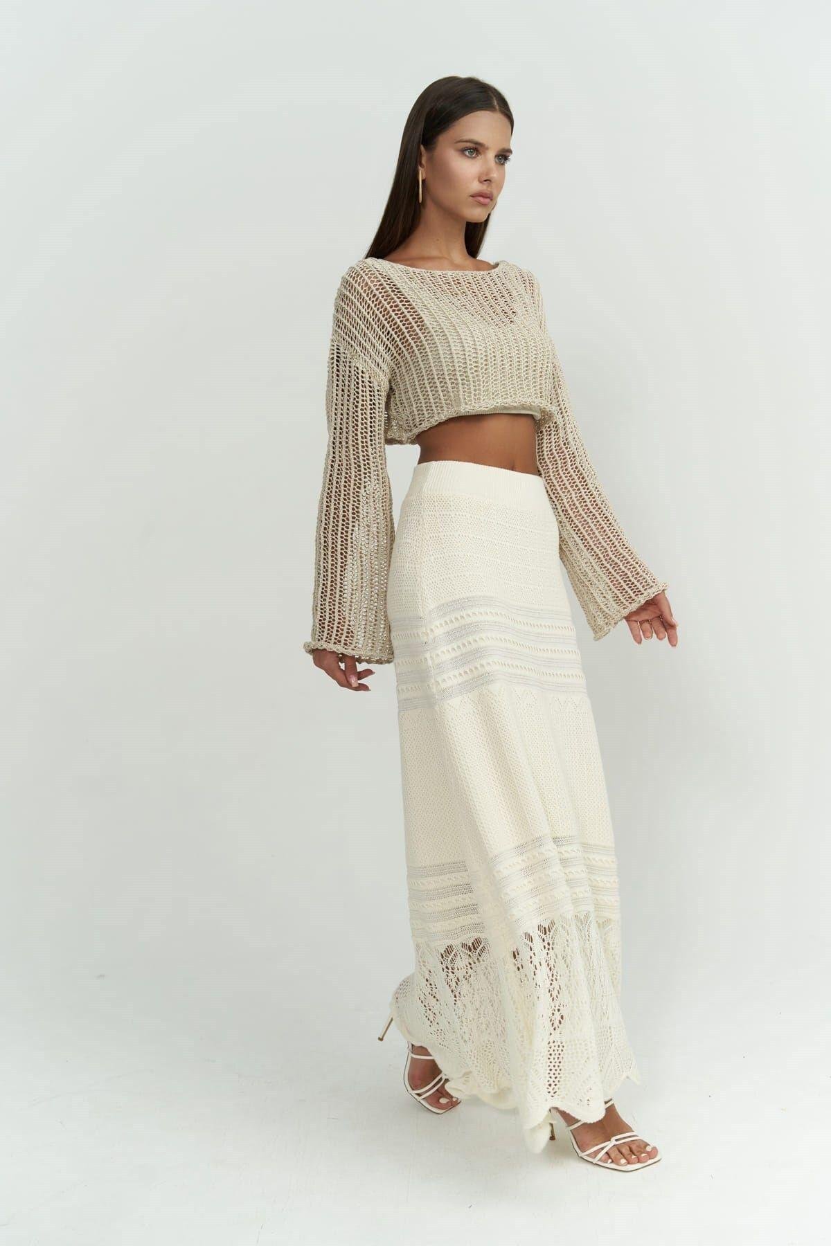 Maje Beige Knit Skirt
