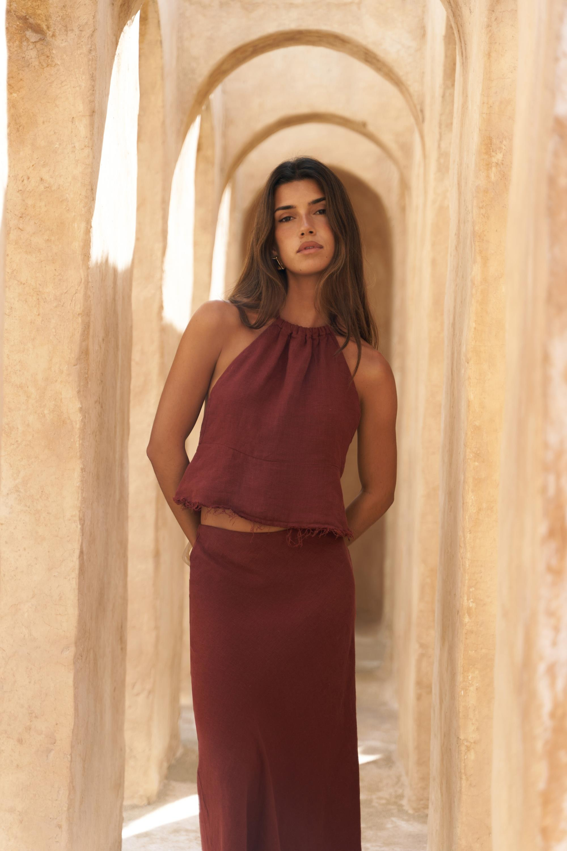 Malmvira Kiremit Keten Crop Etek Takım