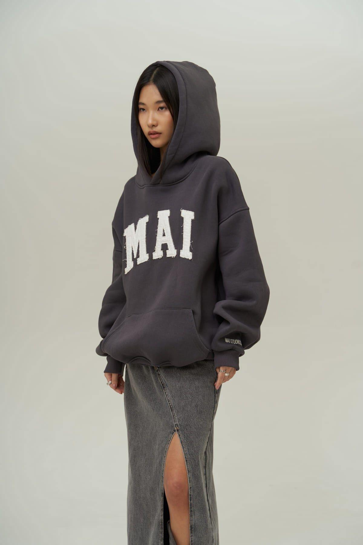 Mai Collection Malvo Mai Emboidered Anthracite Hoodie Sweatshirt