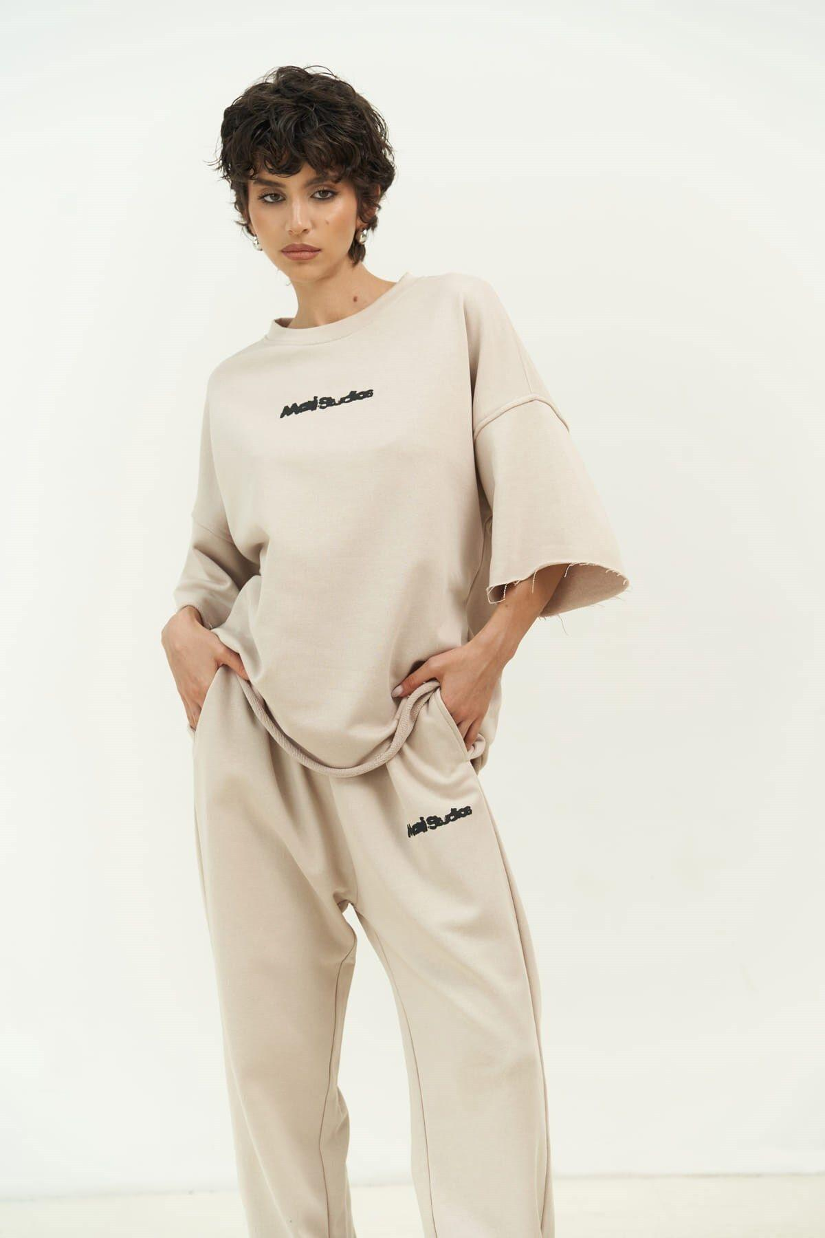 Manno Beige T-Shirt Tracksuit