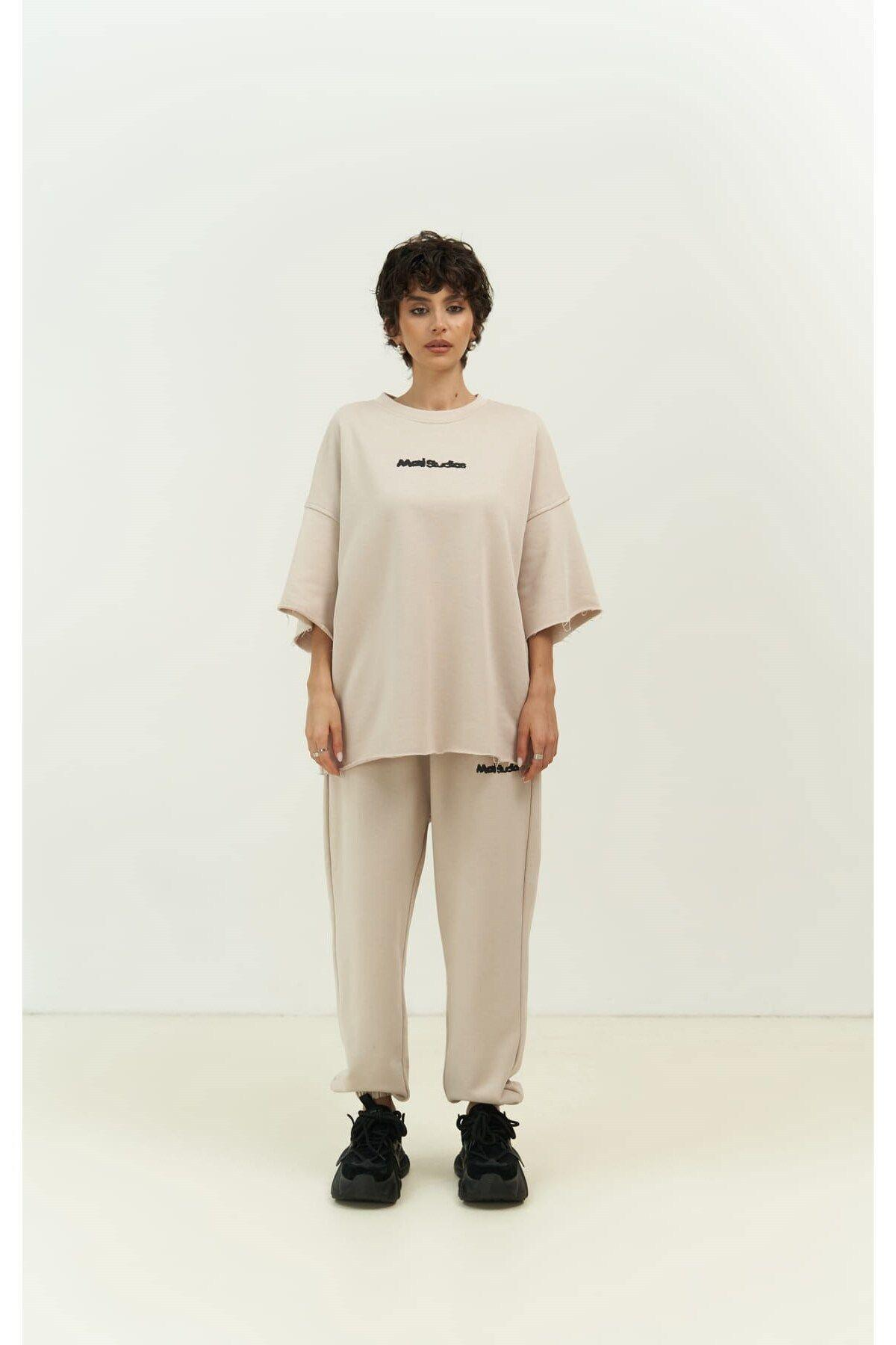 Manno Beige T-Shirt Tracksuit