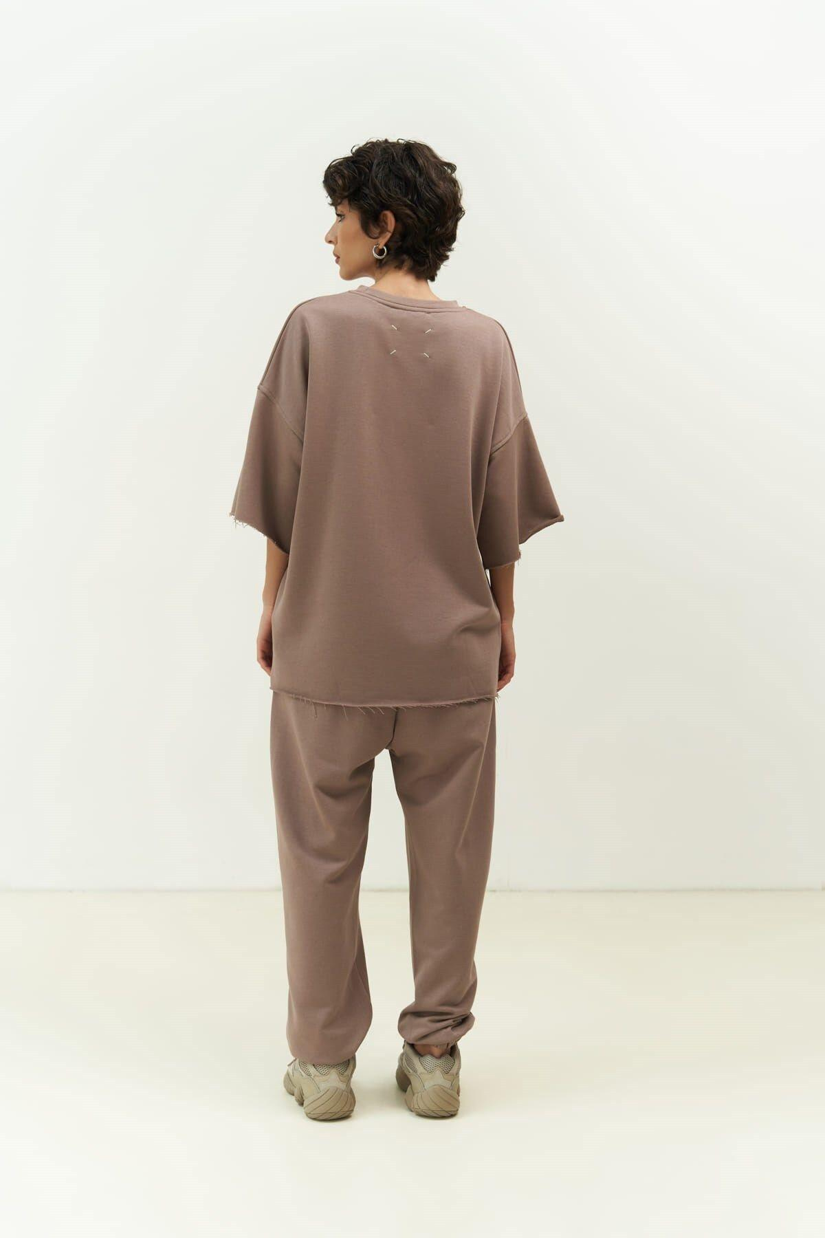 Manno Taupe Gray Cropped Tracksuit