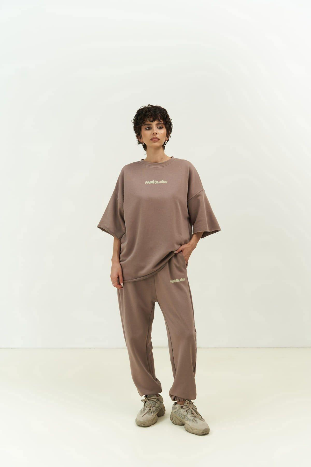 Manno Taupe Gray Cropped Tracksuit
