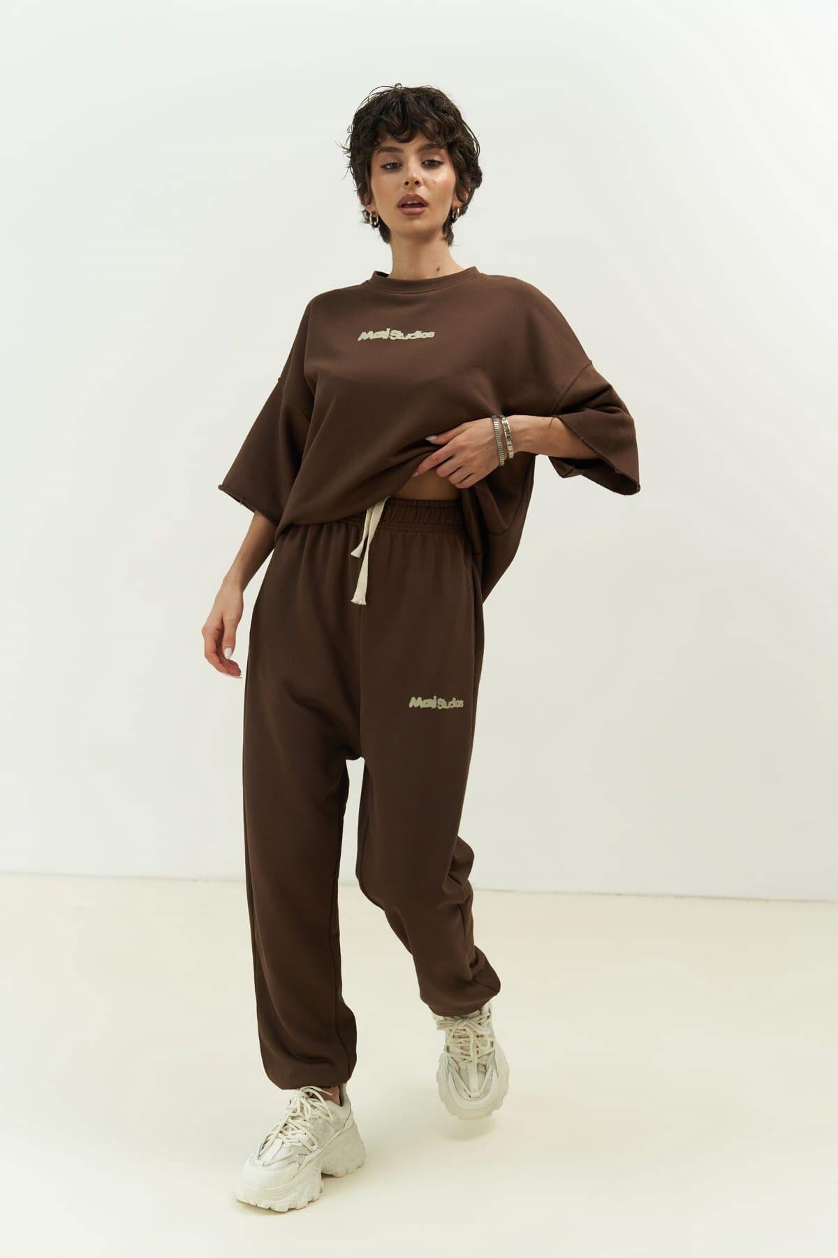 Manno Brown T-Shirt Tracksuit