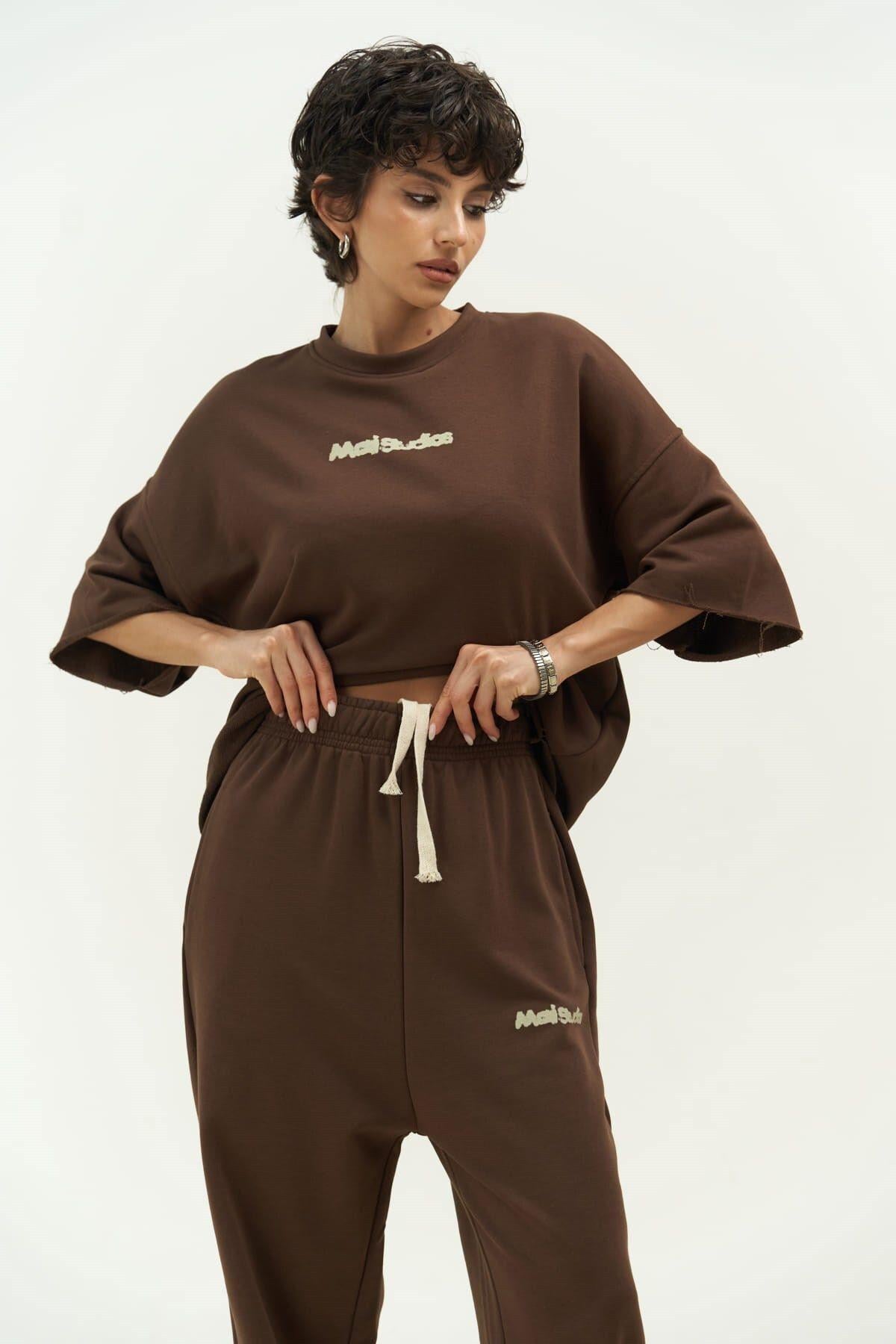 Manno Brown T-Shirt Tracksuit