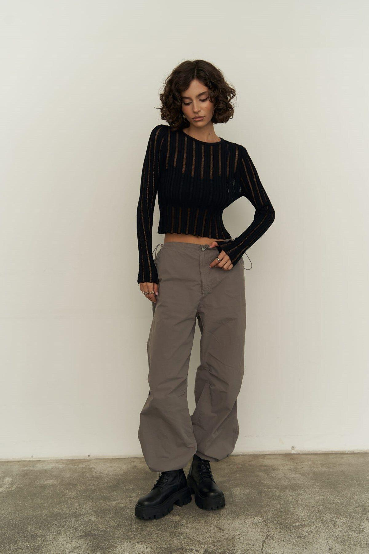 Maribel Siyah Transparan Kazak