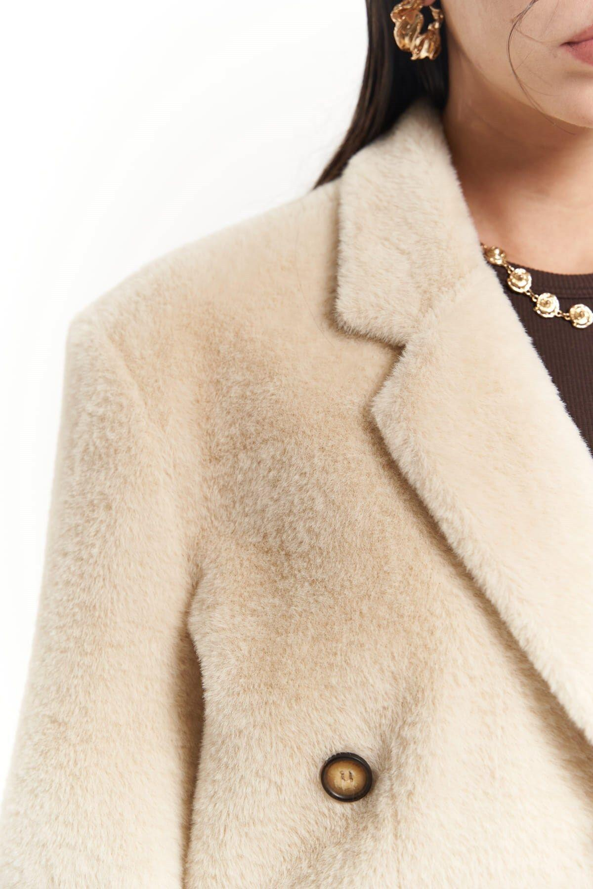 Marisol Yaka Detay Bej Blazer