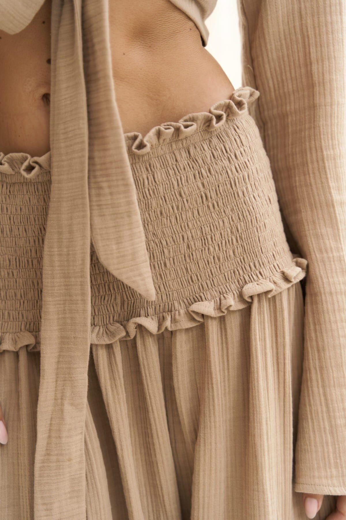 Marshanda Brown Crop&Skirt Set