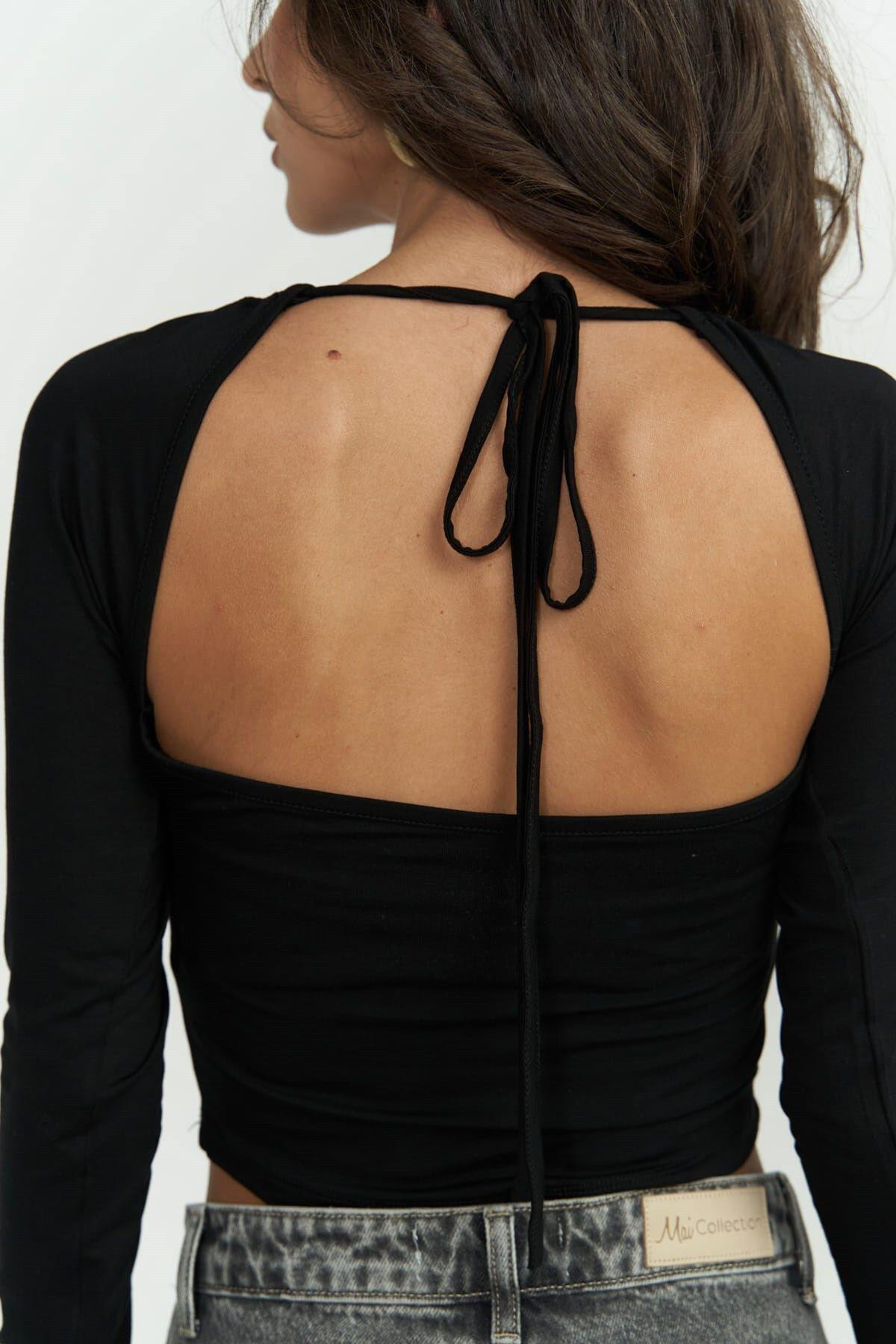 Mastery Long Sleeve Black Blouse