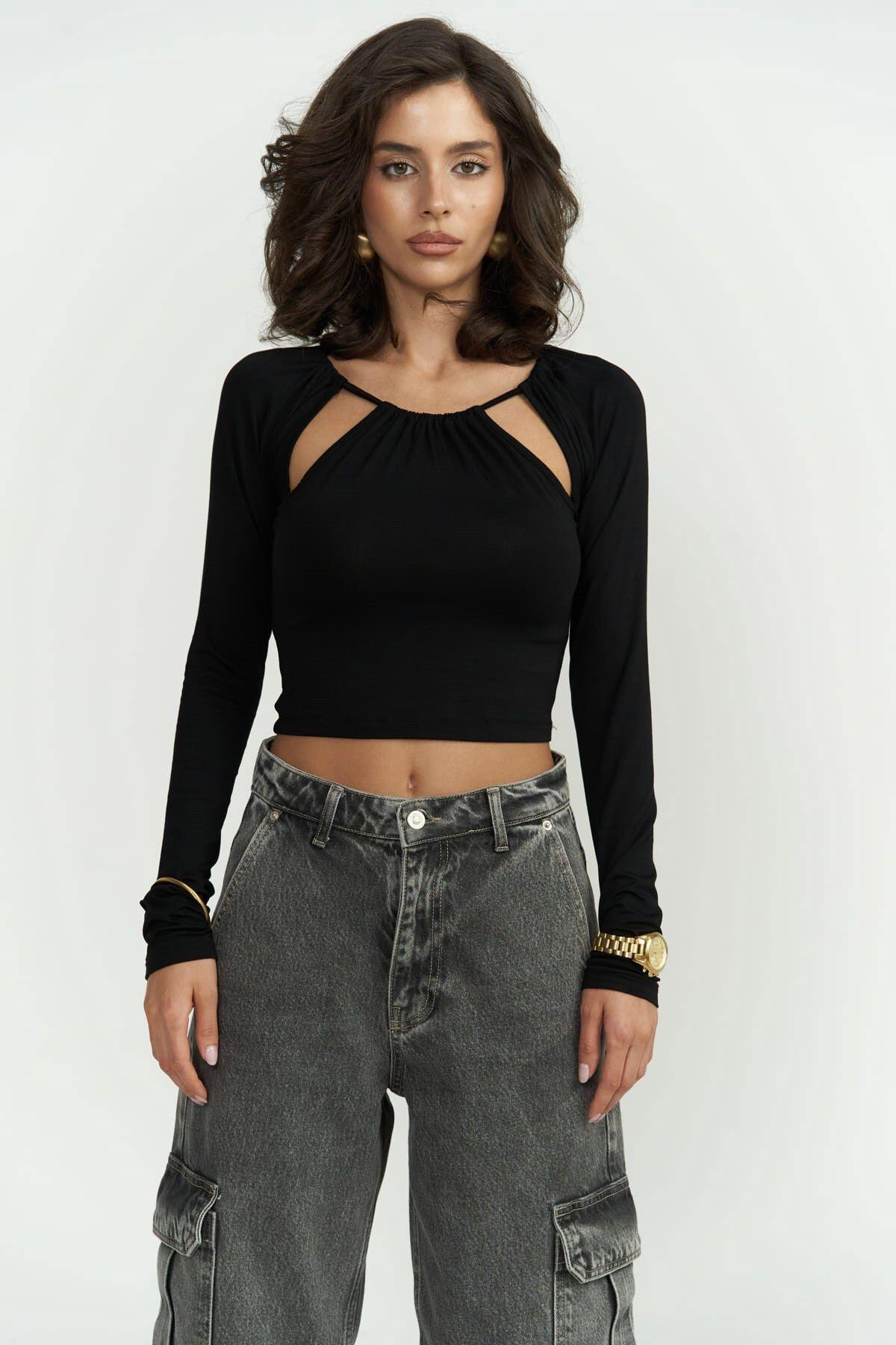 Mastery Long Sleeve Black Blouse