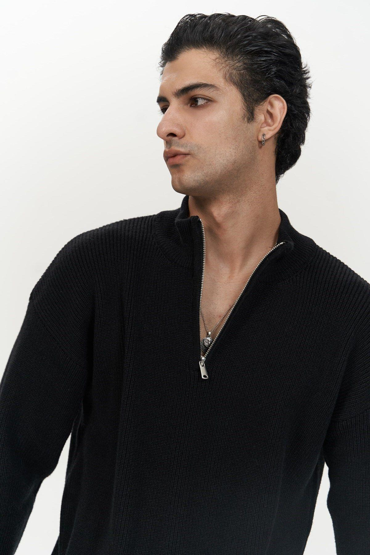 Mathis Siyah Balıkçı Yaka Erkek Triko Kazak