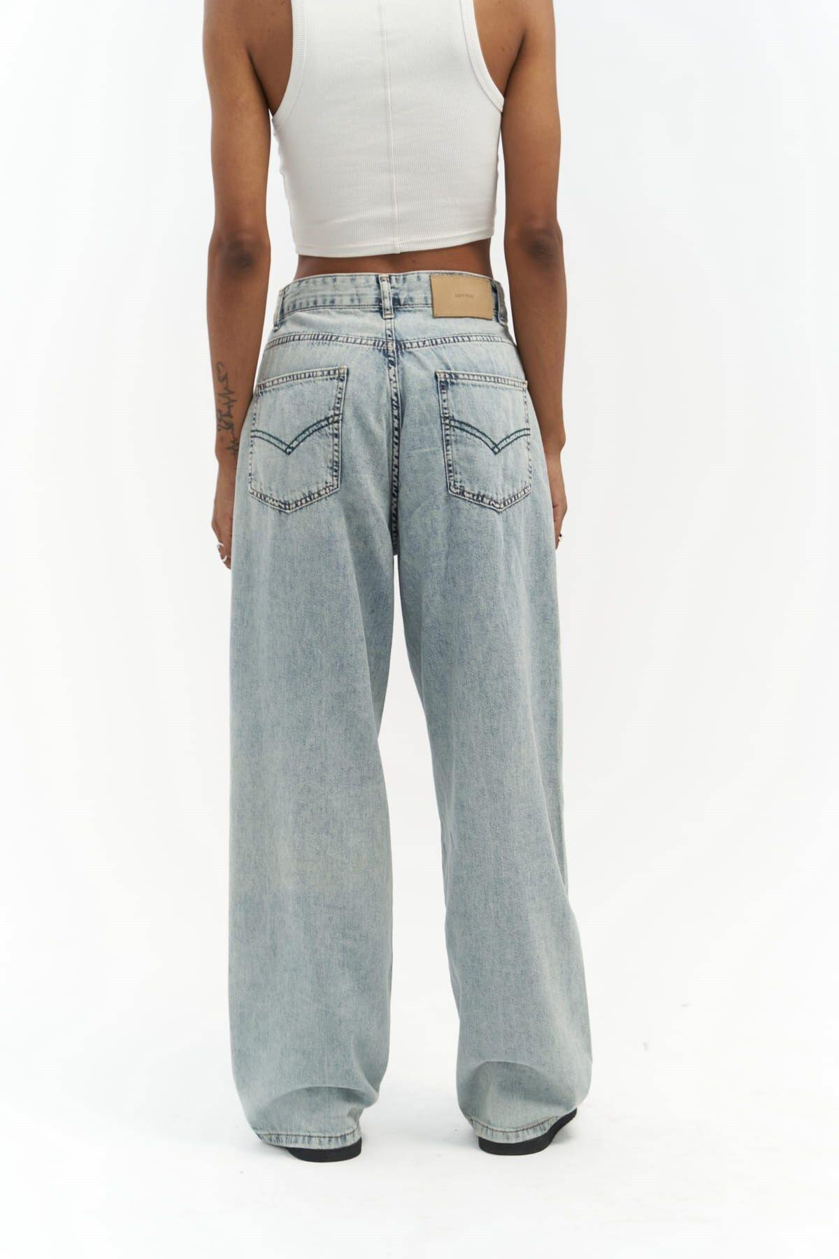 Maude Blue Jeans with Green Stripes