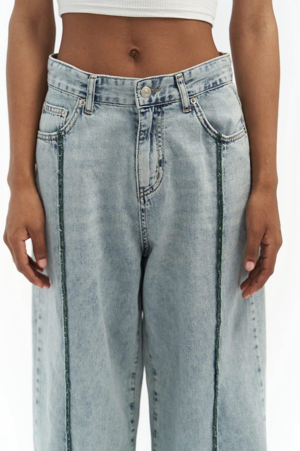 Maude Blue Jeans with Green Stripes