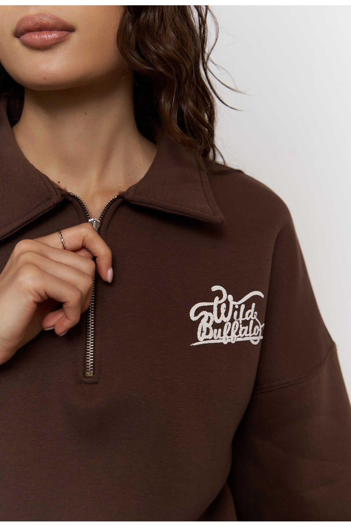 MCLLCTN Wild Buffalo Brown Unisex Oversize Sweatshirt