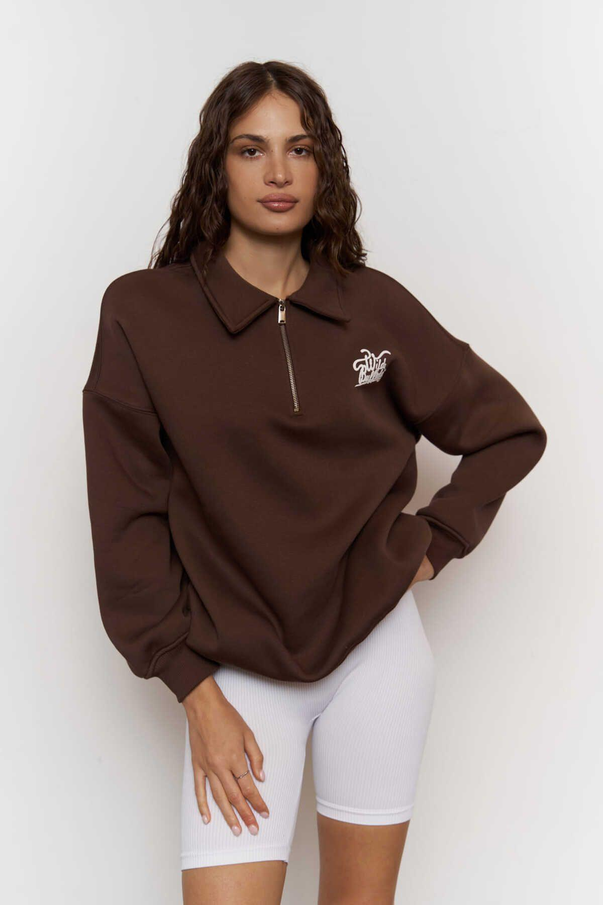 MCLLCTN Wild Buffalo Brown Unisex Oversize Sweatshirt