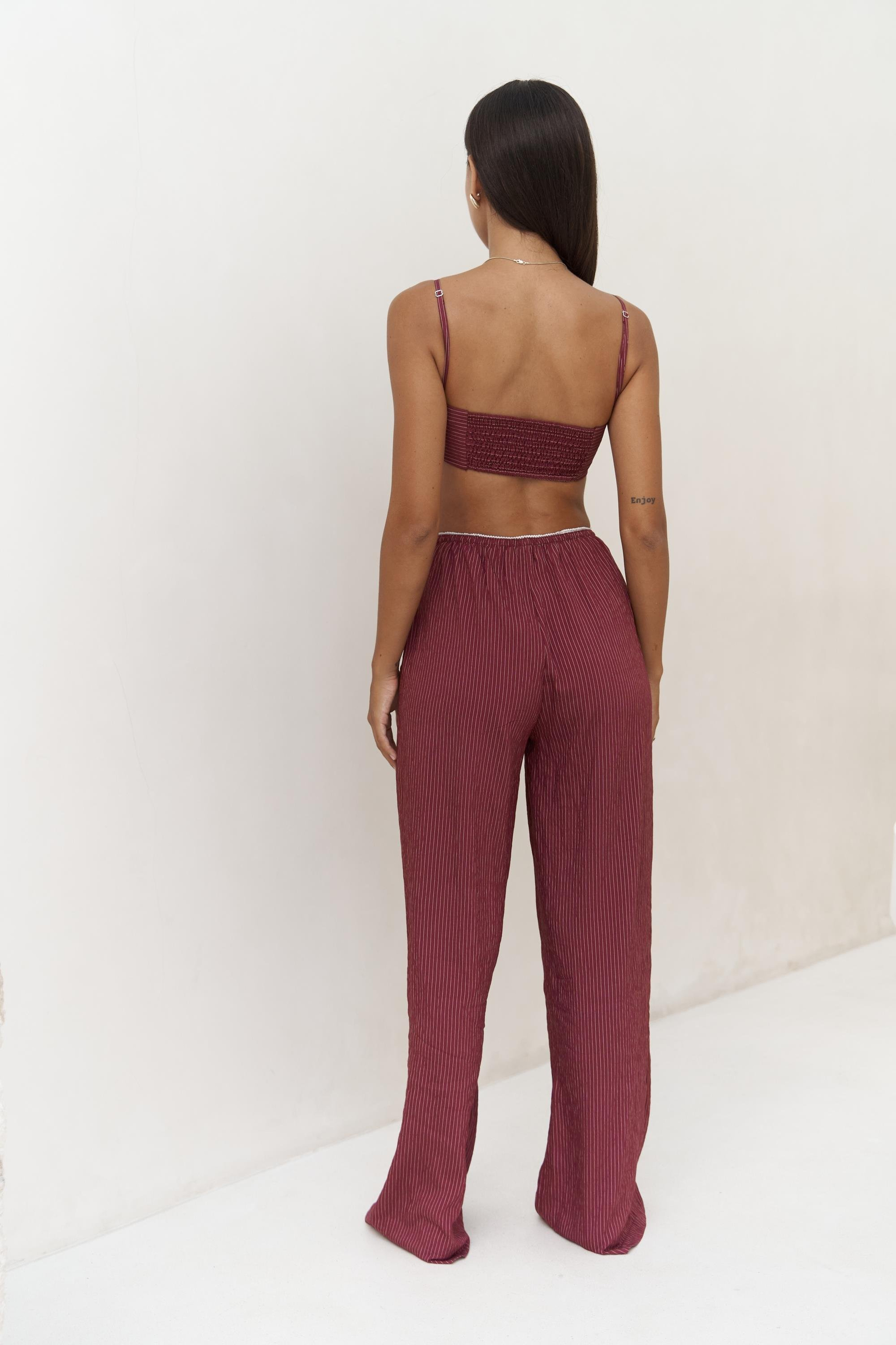 Melia Dantel Detay Bordo Üçlü Takım