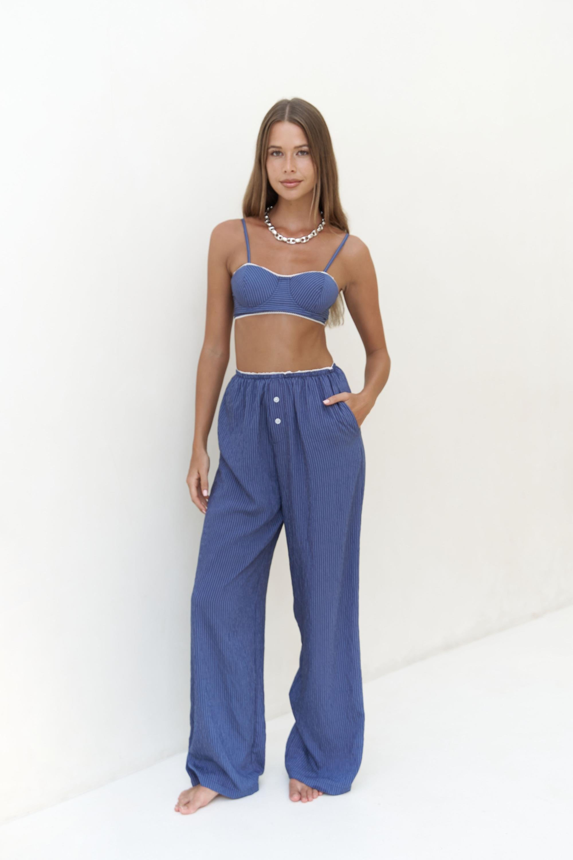 Melia Dantel Detay İndigo Üçlü Takım