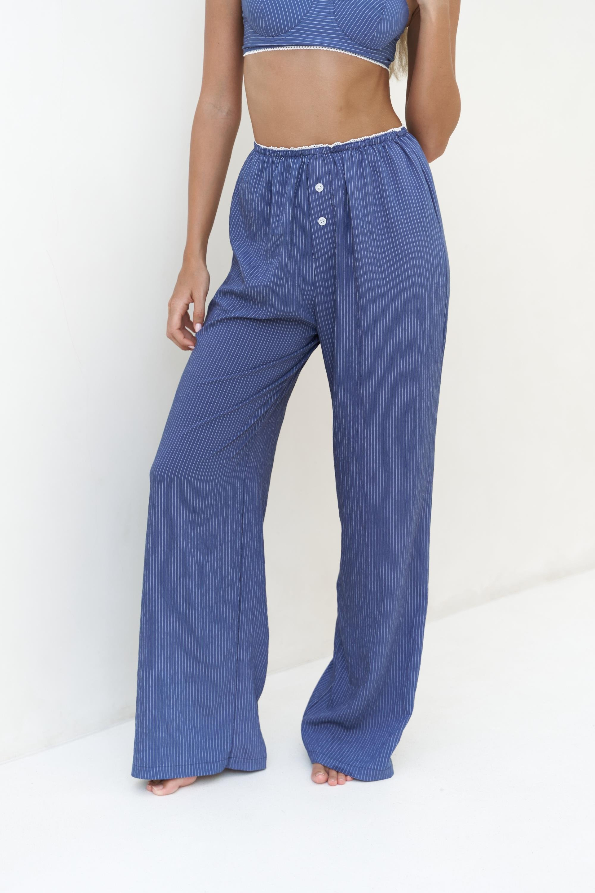 Melia Dantel Detay İndigo Üçlü Takım