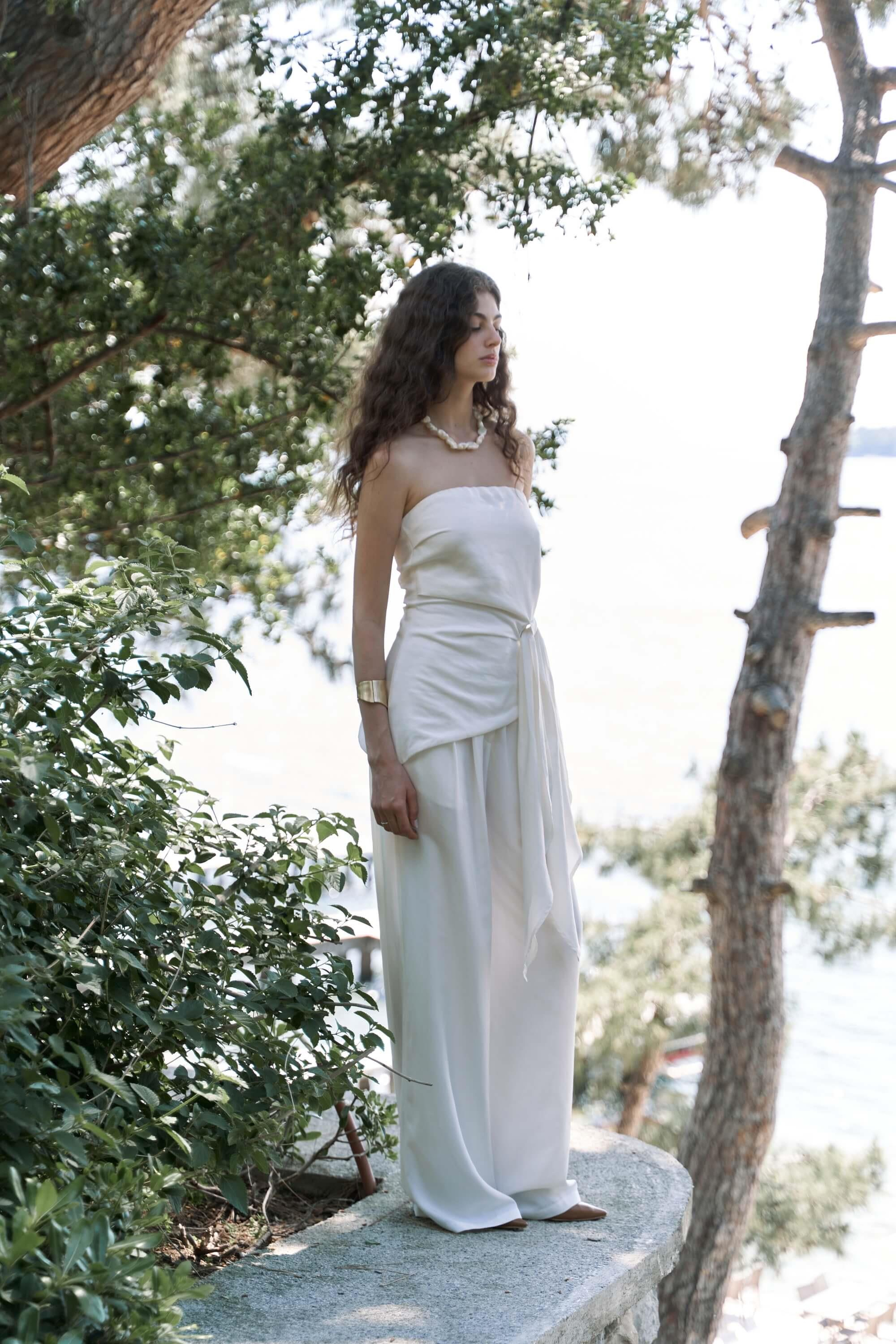 Mila Beyaz Bluz Pantolon Takım