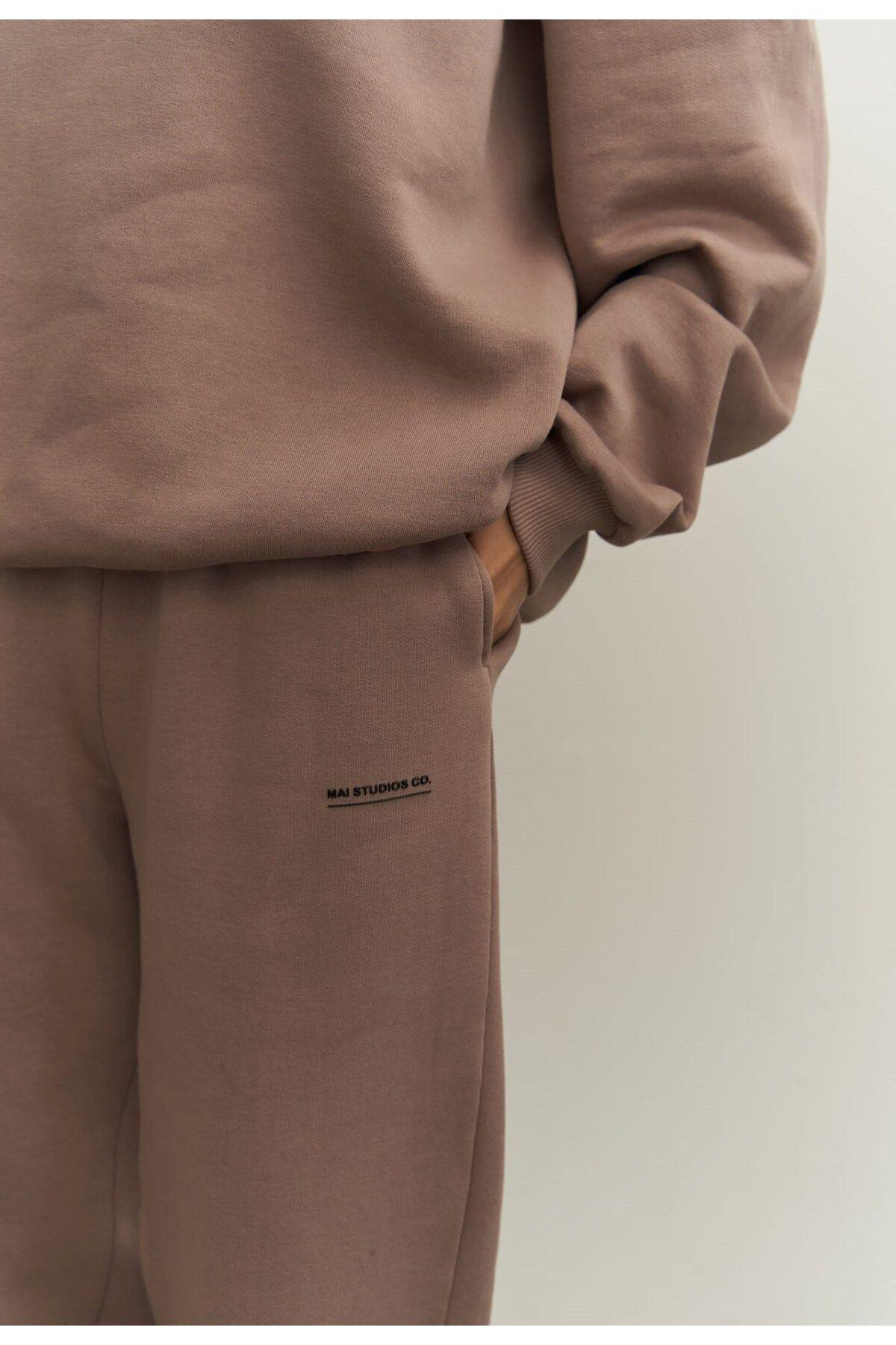 Mai Collection Mini Bike Brown Gray Round Neck Tracksuit